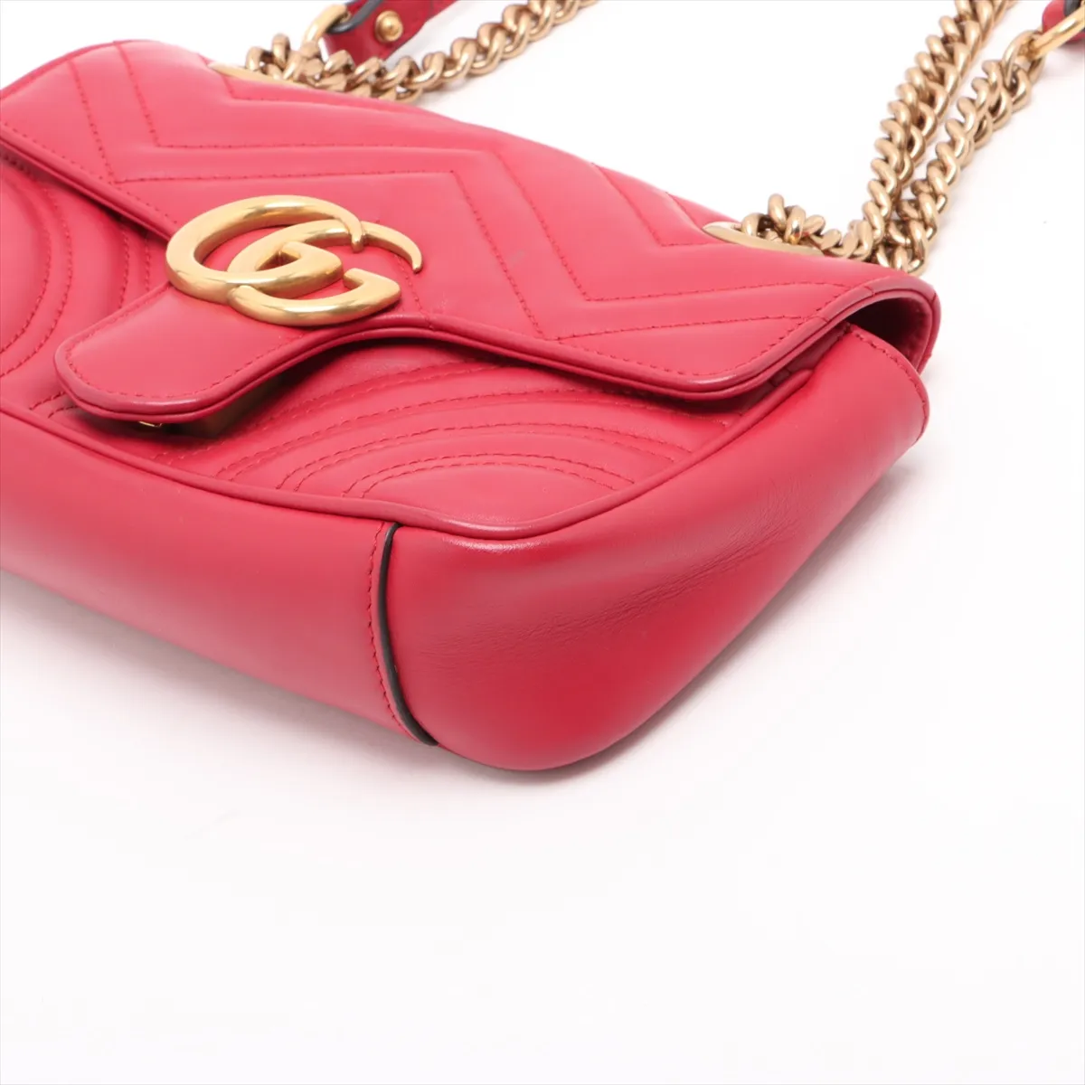 GG Marmont Leather Chain Shoulder Bag, Red, 446744 — view 3