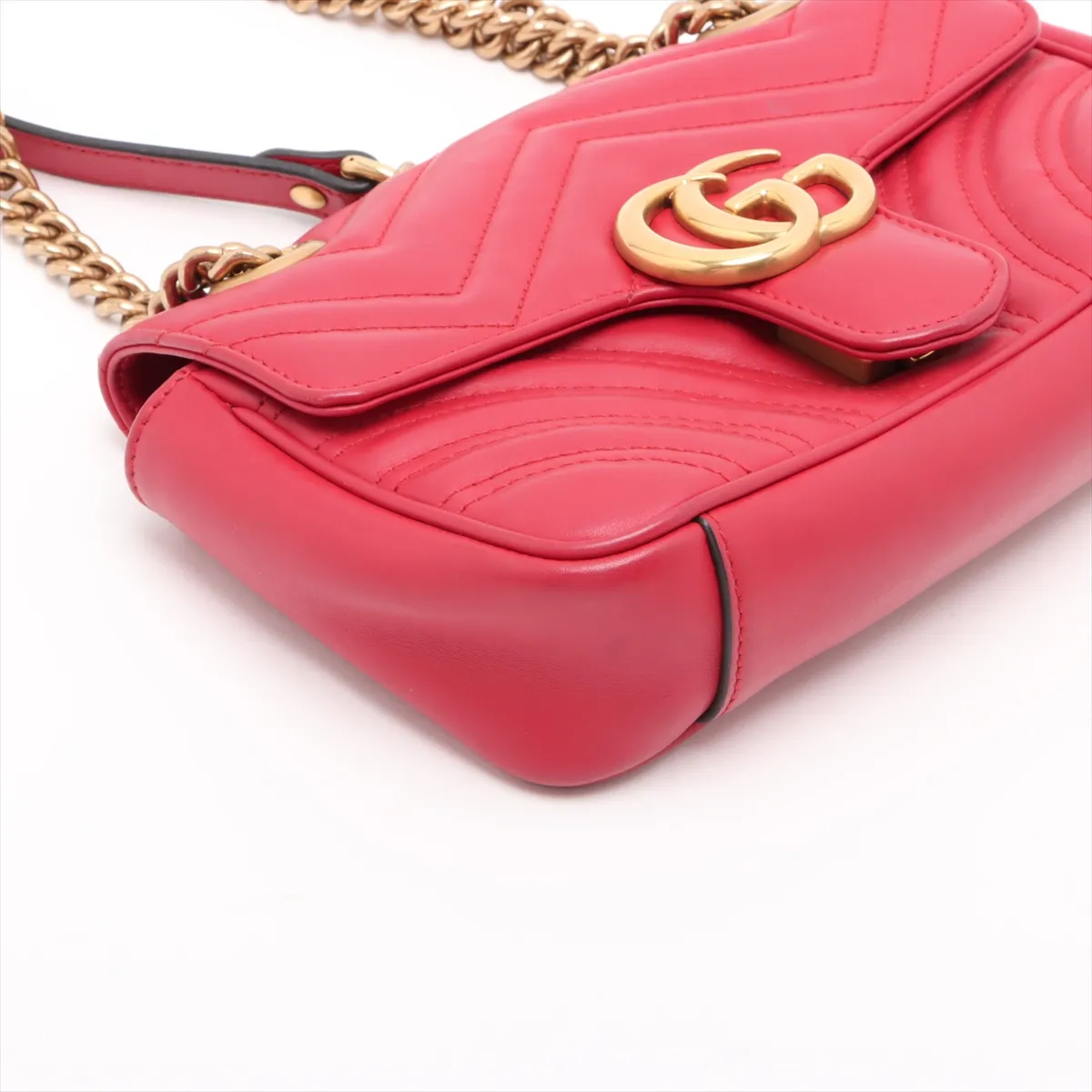 GG Marmont Leather Chain Shoulder Bag, Red, 446744 — view 4
