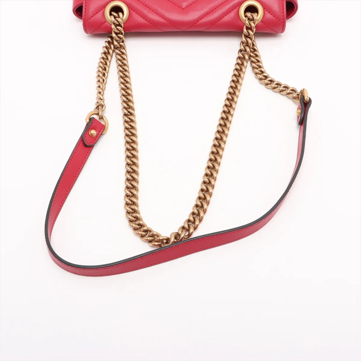 GG Marmont Leather Chain Shoulder Bag, Red, 446744 — view 5
