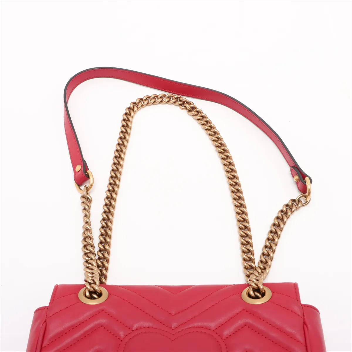 GG Marmont Leather Chain Shoulder Bag, Red, 446744 — view 6