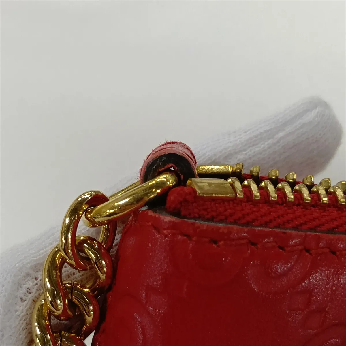 Guccissima Leather Chain Wallet Red 428449 — view 14