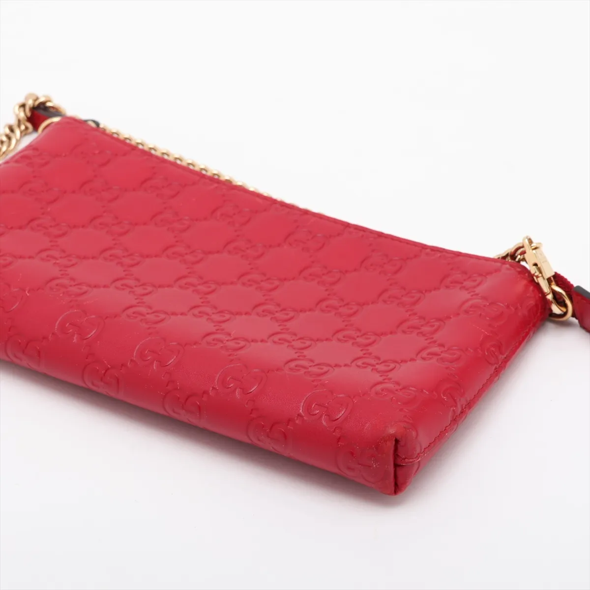 Guccissima Leather Chain Wallet Red 428449 — view 3