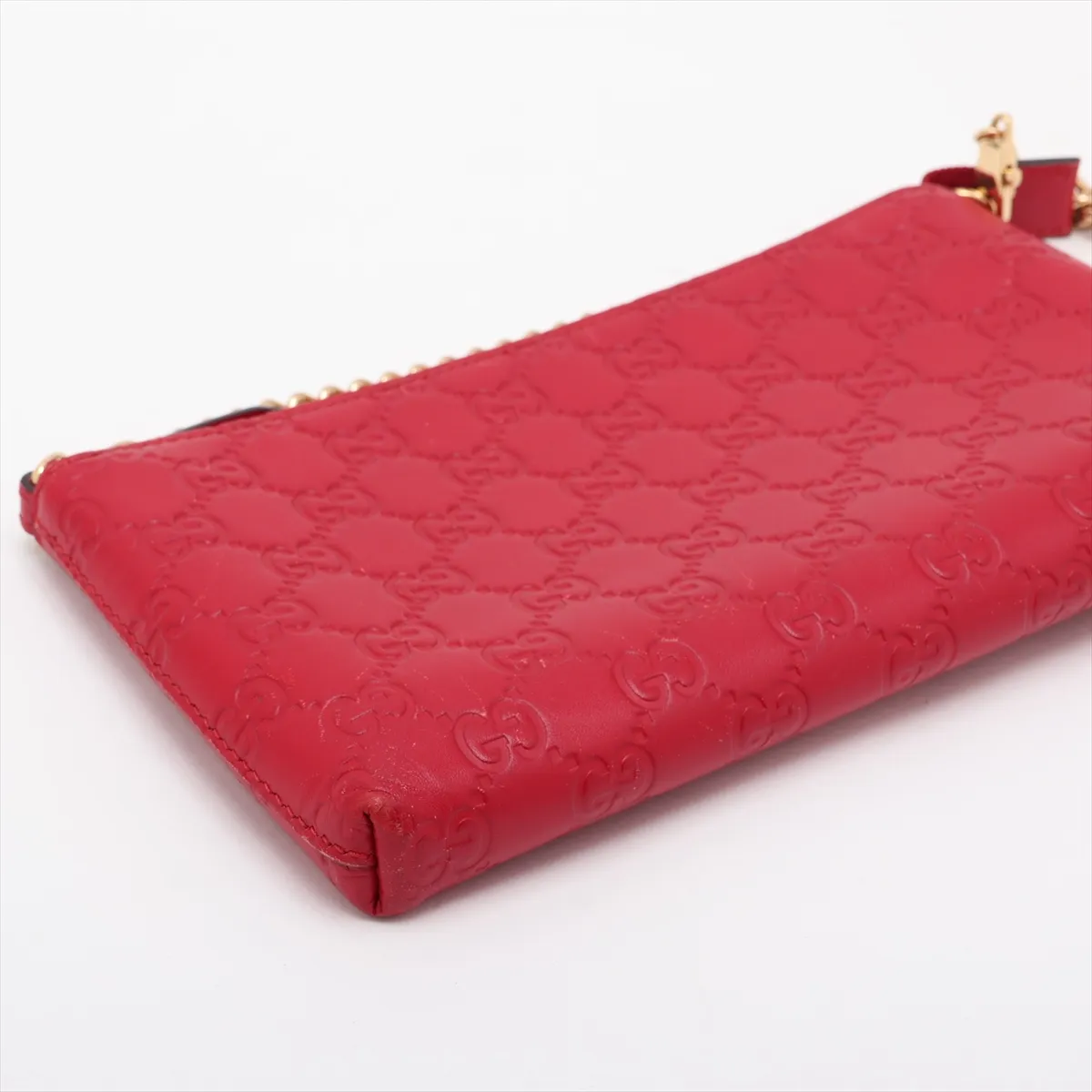Guccissima Leather Chain Wallet Red 428449 — view 4