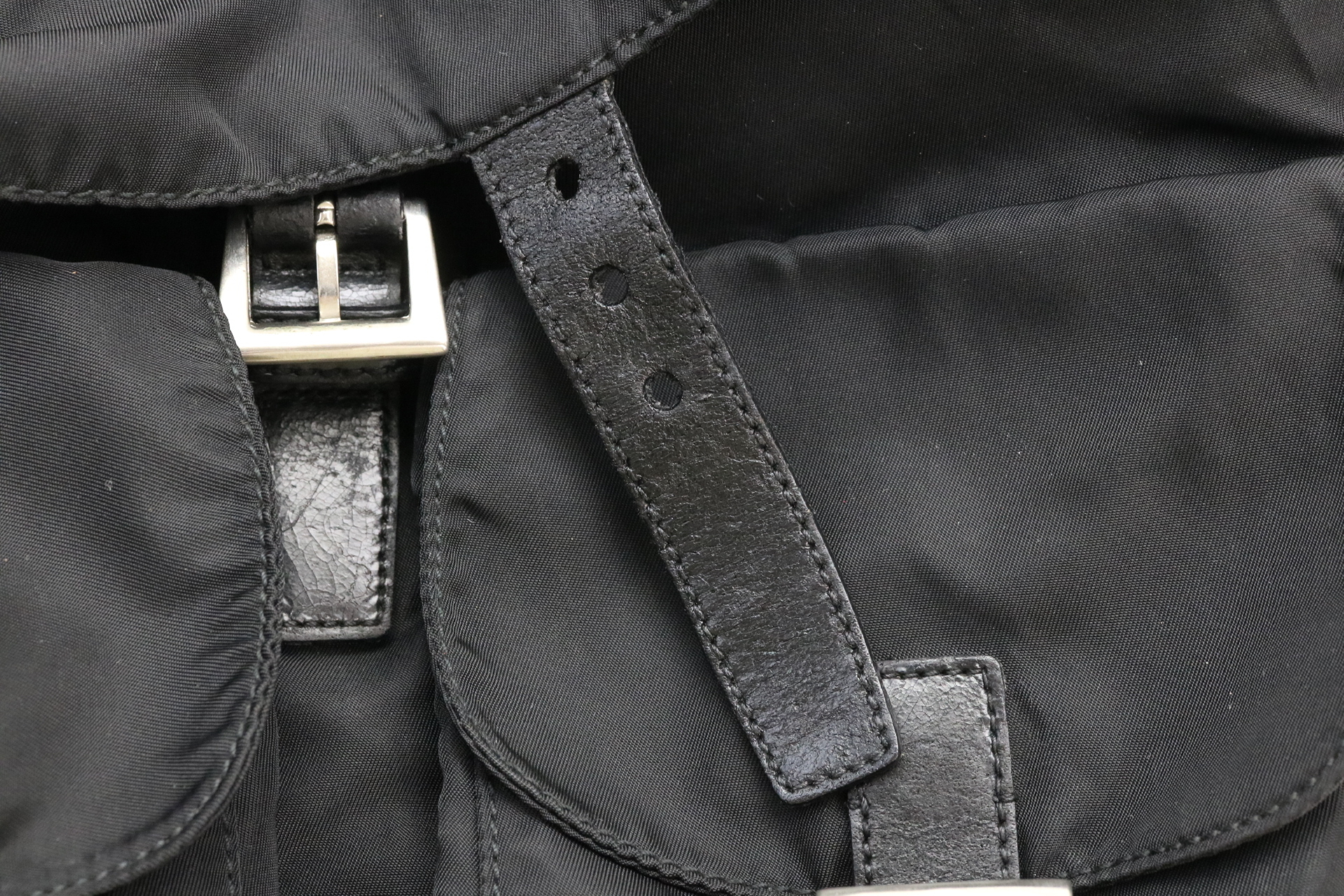 Triangle Logo Nylon Leather Backpack — view 11
