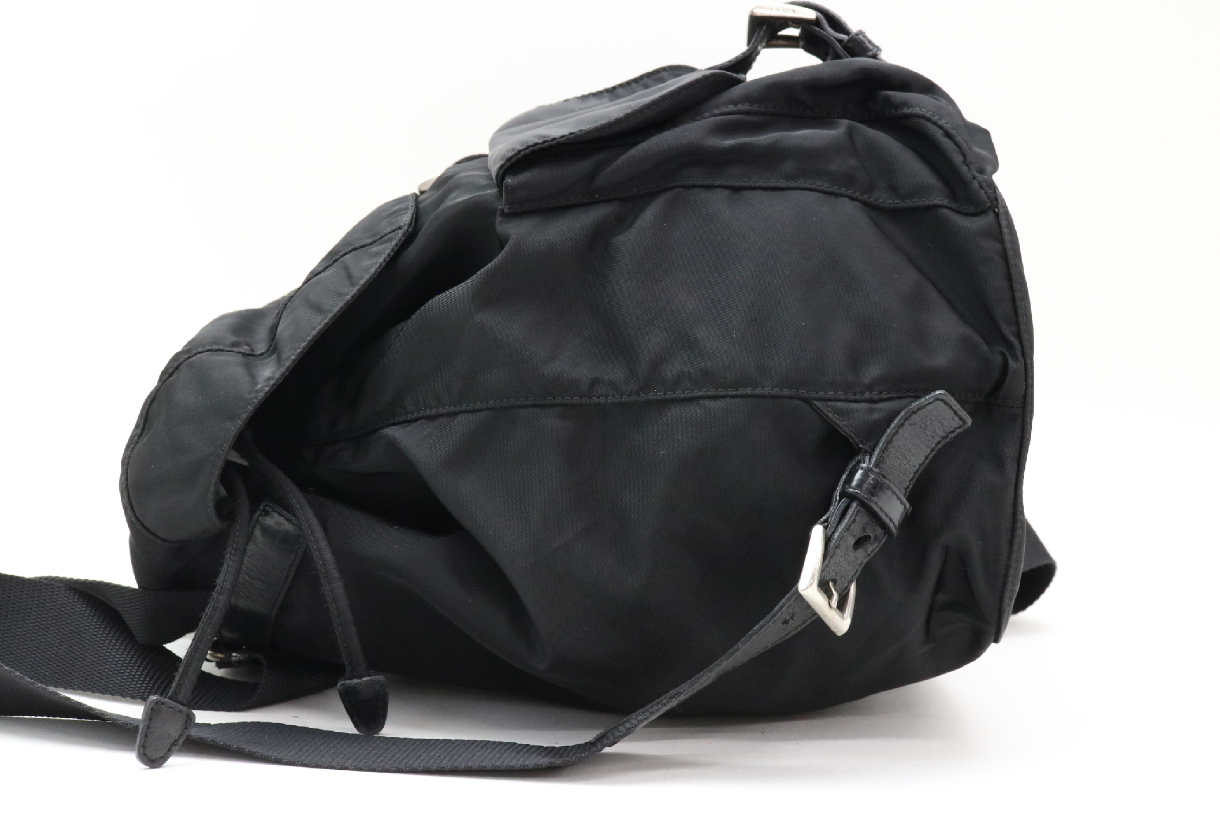 Triangle Logo Nylon Leather Backpack — view 3