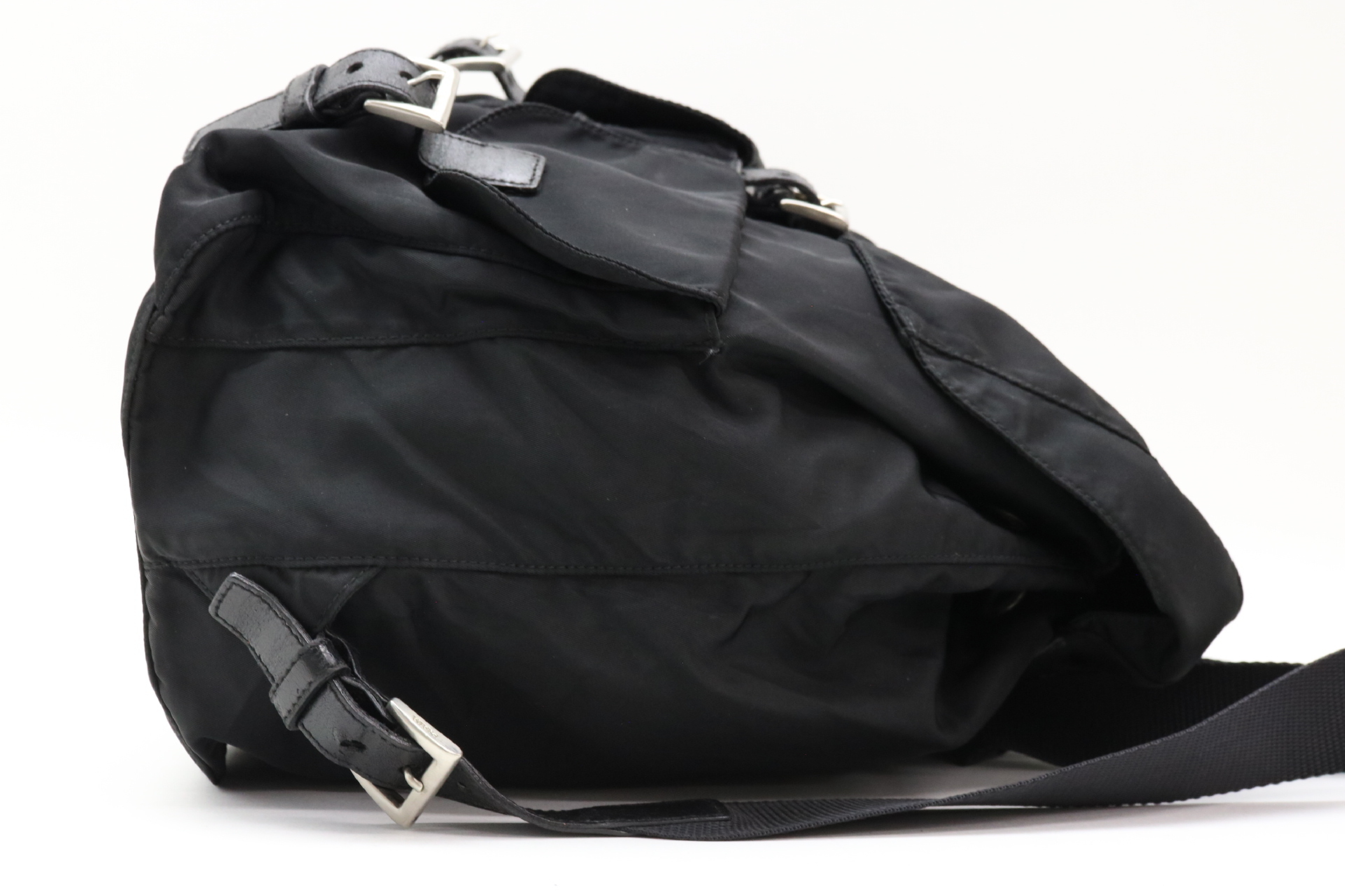 Triangle Logo Nylon Leather Backpack — view 4