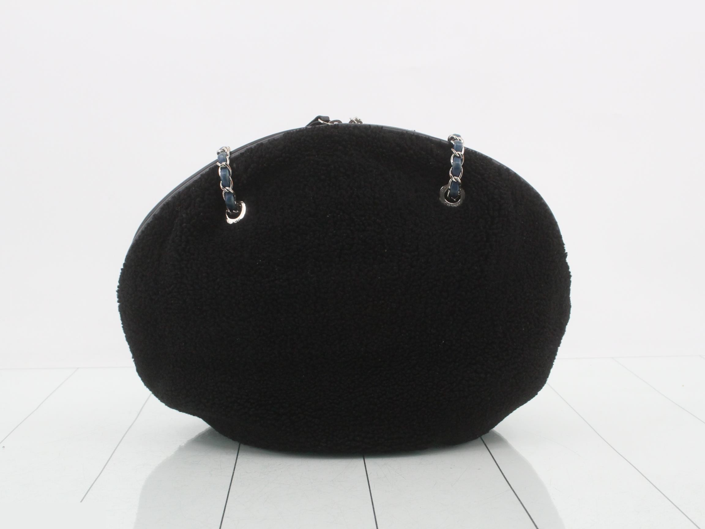 Deauville Wool Chain Shoulder Bag, Black — view 2