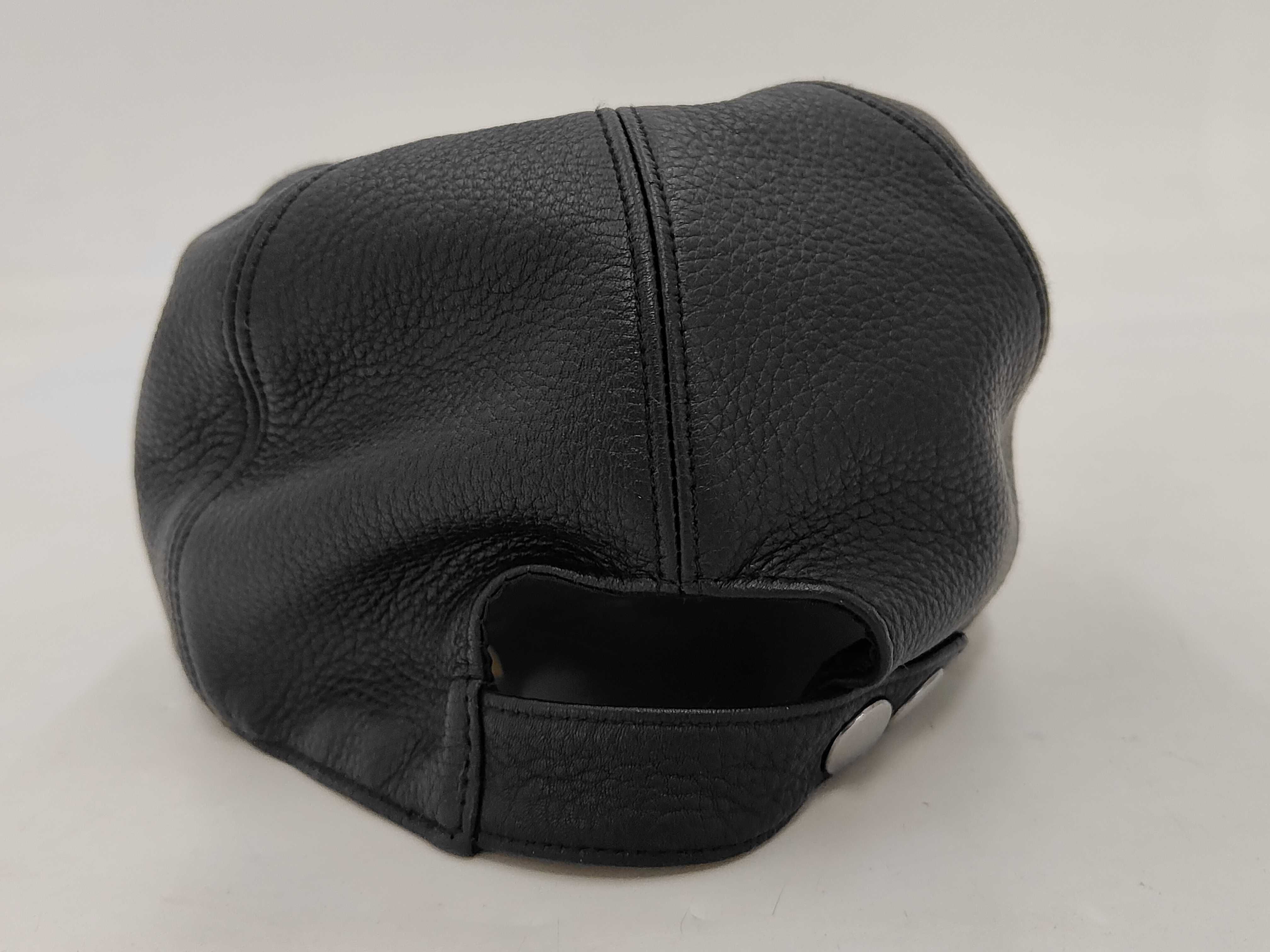 leather cap with H logo, size 60, grained deerskin, black. Other accessories. — view 4