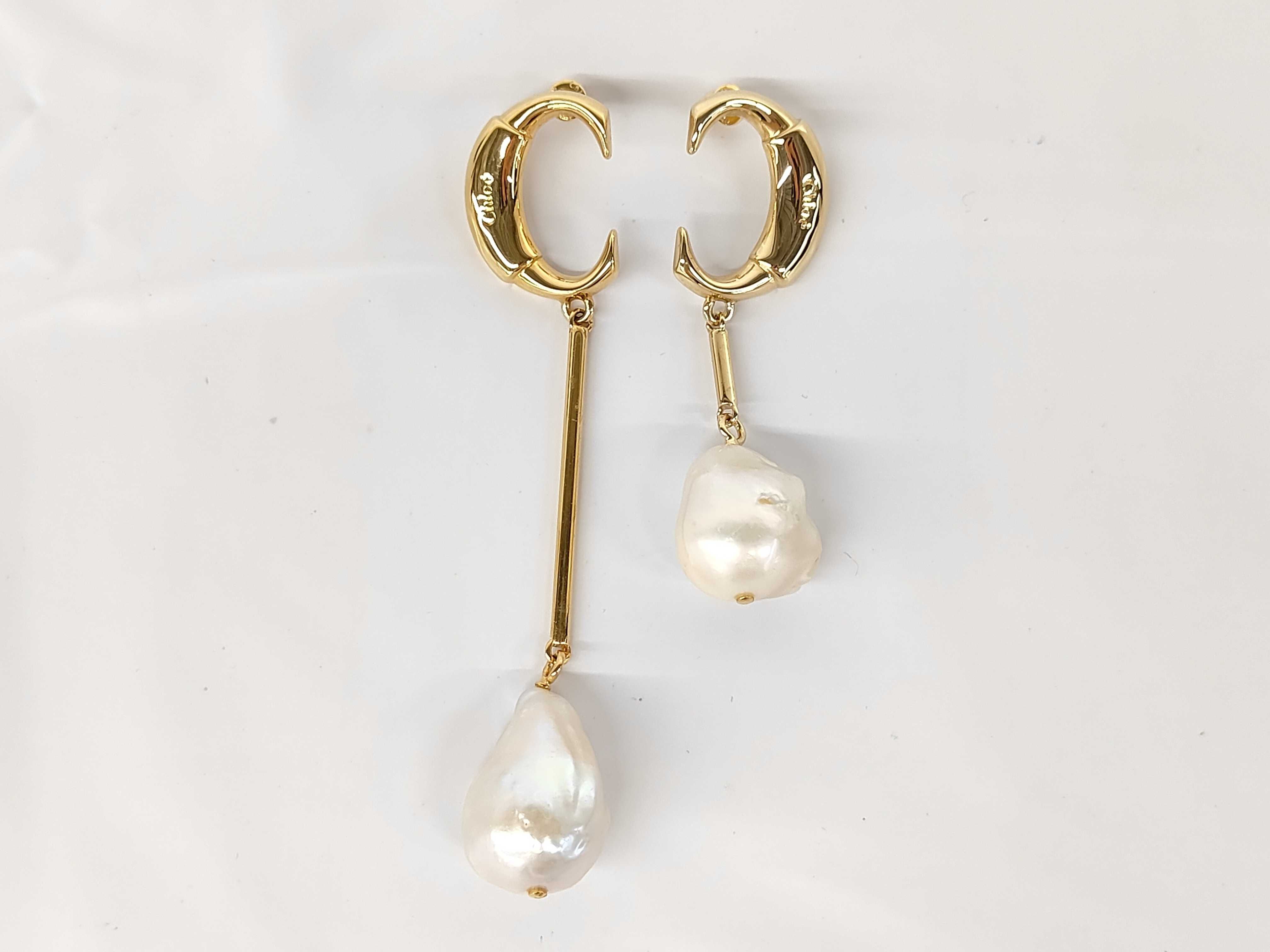 Darcy Baroque Pearl Logo Gold Earrings