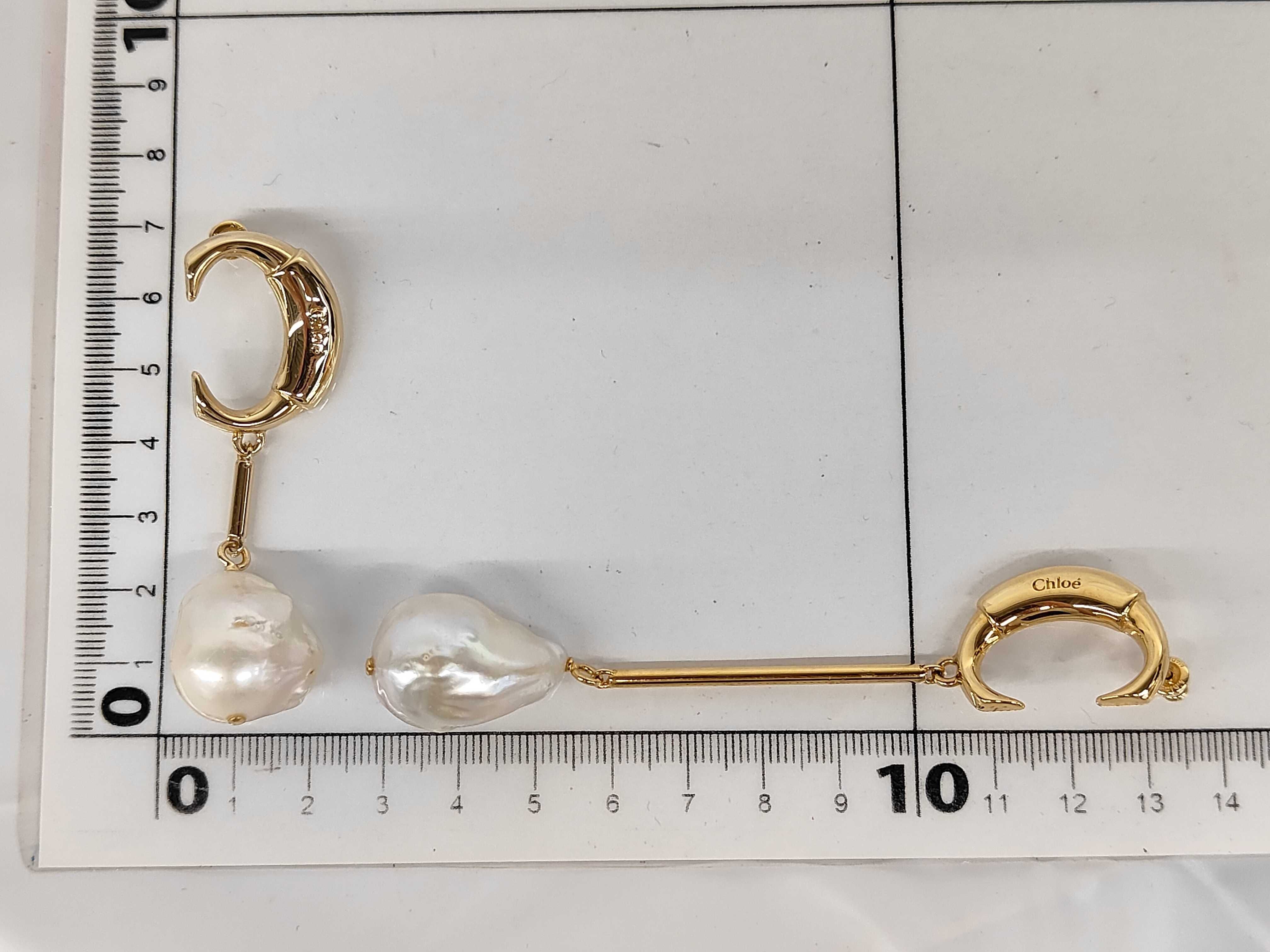 Darcy Baroque Pearl Logo Gold Earrings — view 7