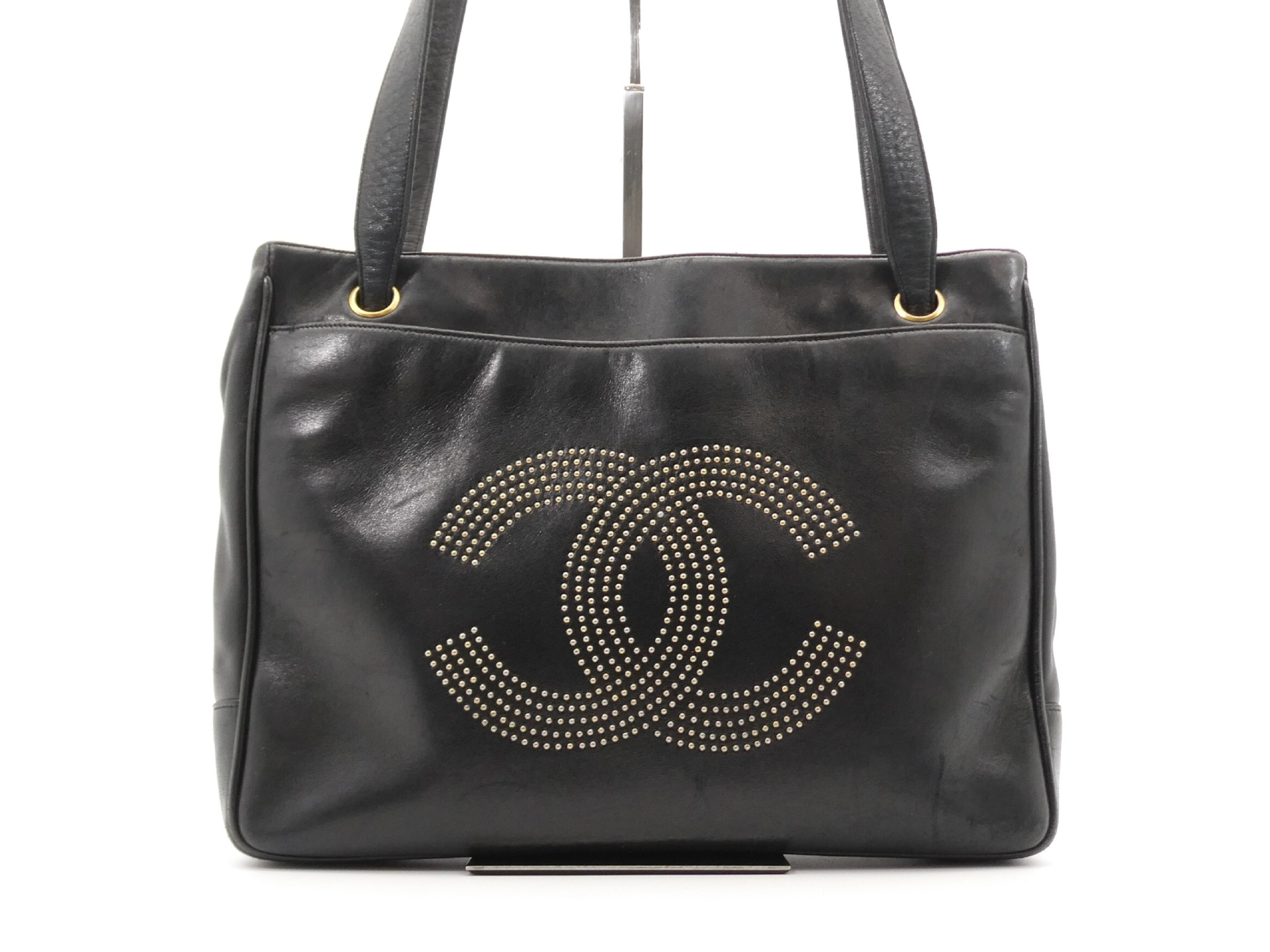 Coco Mark Leather Studded Tote Bag