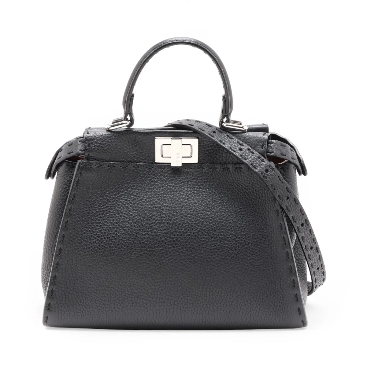 Selleria Mini Peekaboo Leather 2-Way Handbag, Black 8BN244