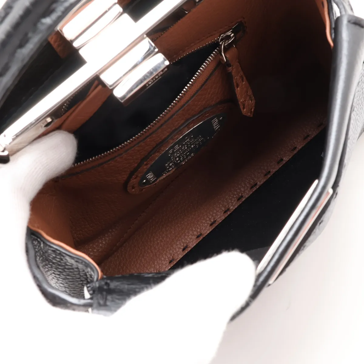 Selleria Mini Peekaboo Leather 2-Way Handbag, Black 8BN244 — view 8
