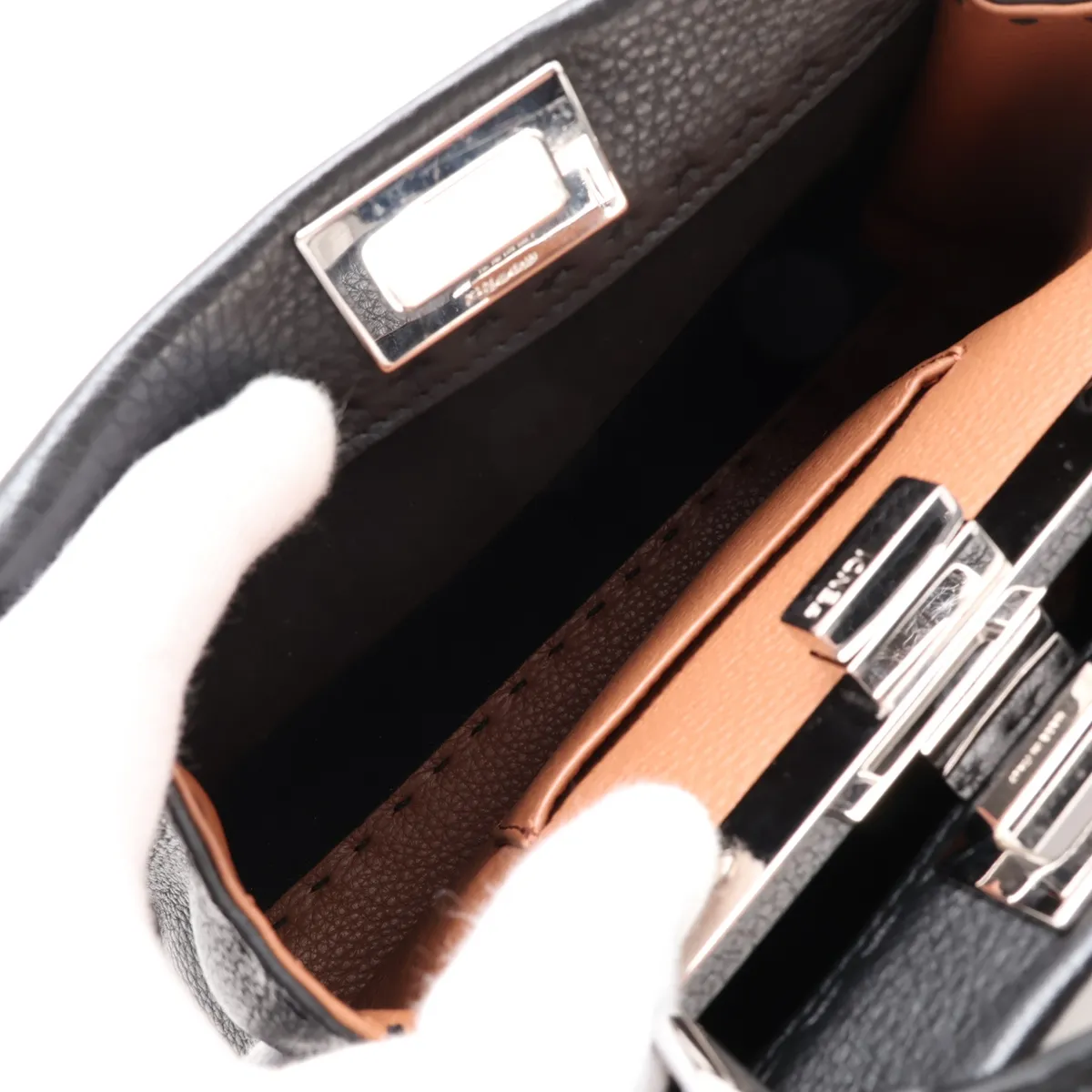Selleria Mini Peekaboo Leather 2-Way Handbag, Black 8BN244 — view 9