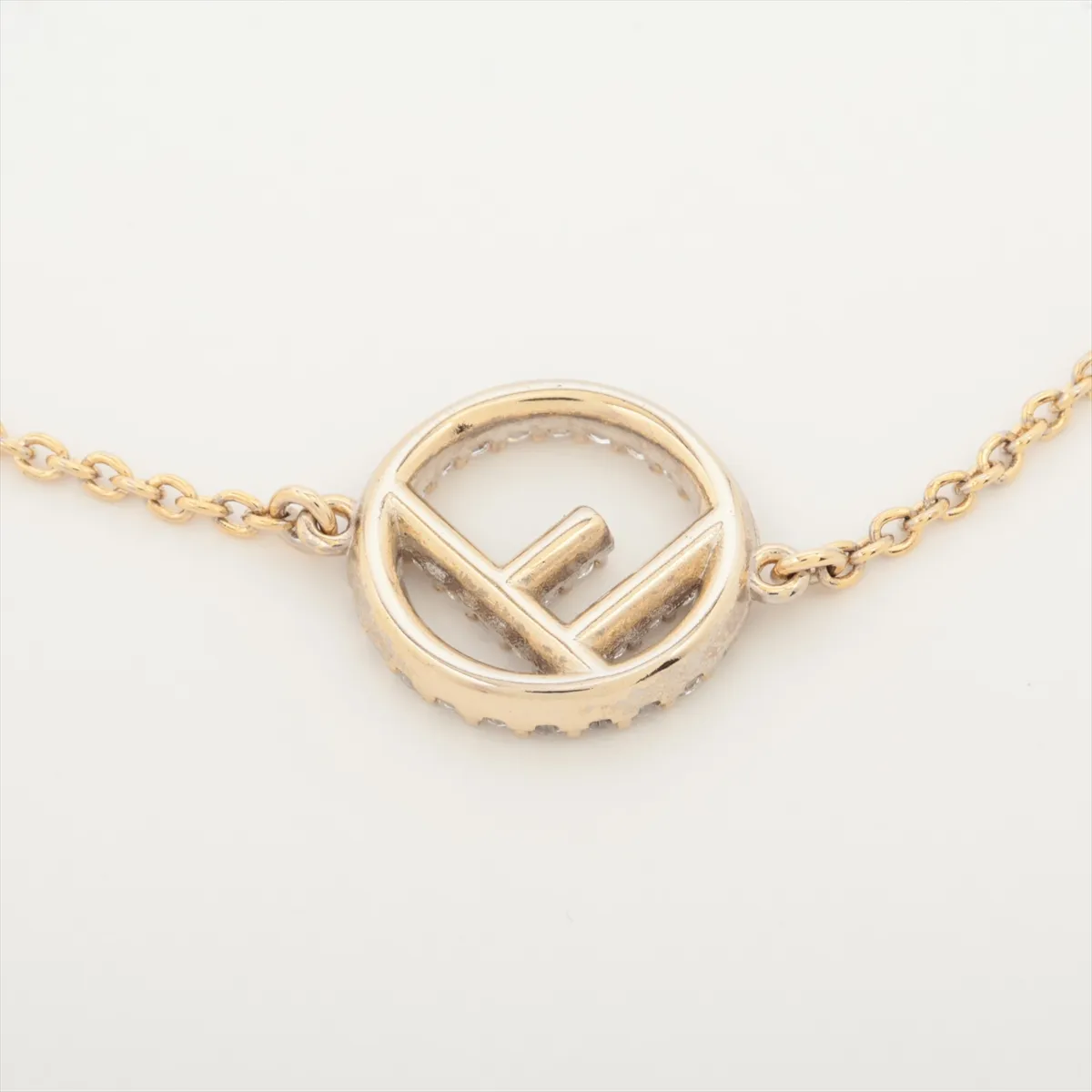 F is Fendi bracelet, gold plated with rhinestones. Shows signs of wear, — view 3