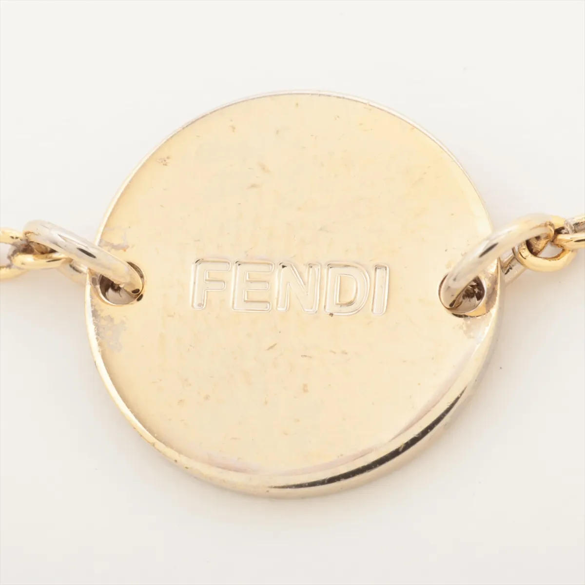 F is Fendi bracelet, gold plated with rhinestones. Shows signs of wear, — view 5