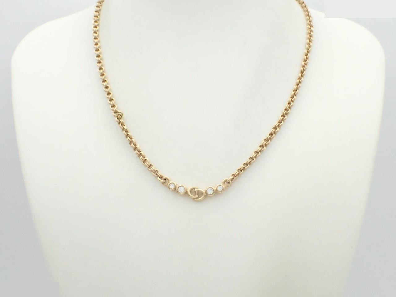 Rhinestone, gold color, precious metal necklace/pendant — view 3