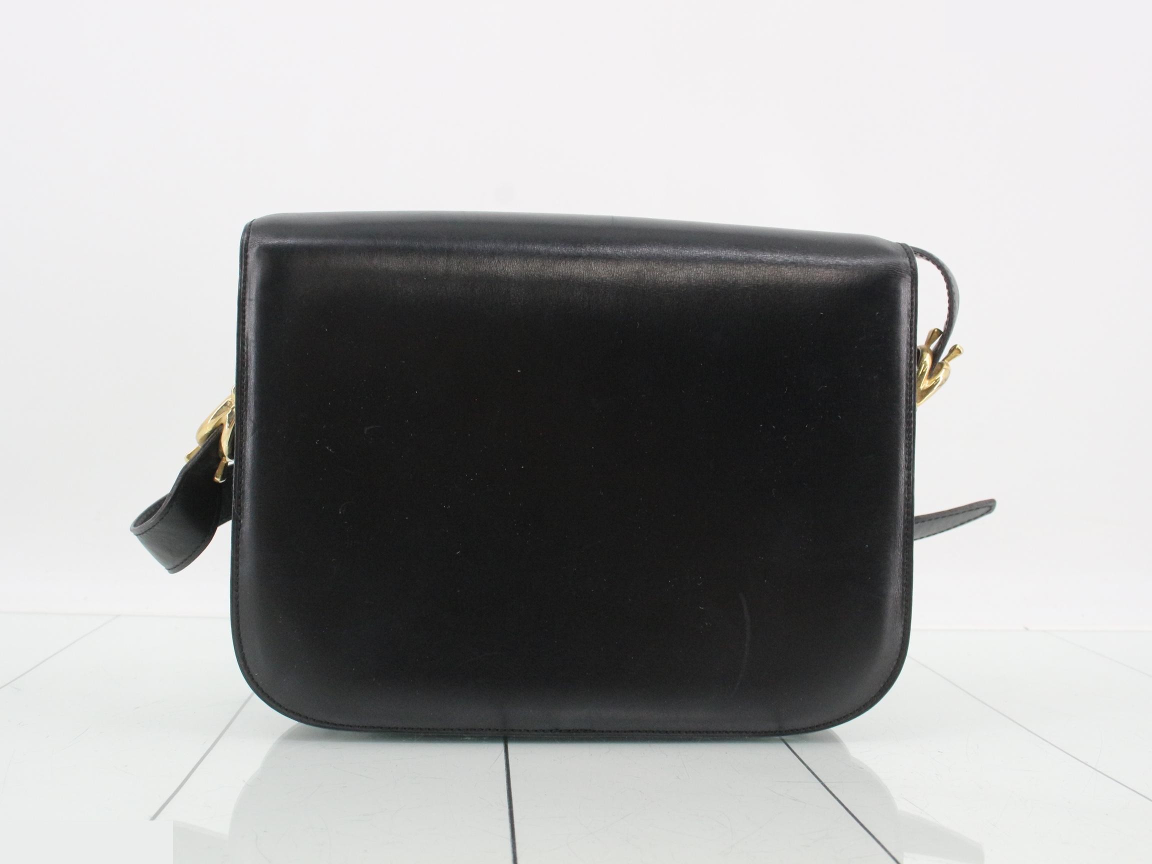 Shoulder bag, carriage hardware, black leather — view 2