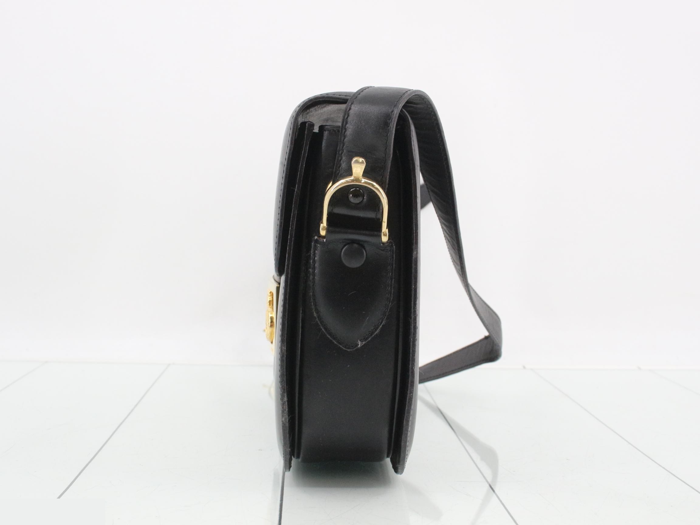 Shoulder bag, carriage hardware, black leather — view 3