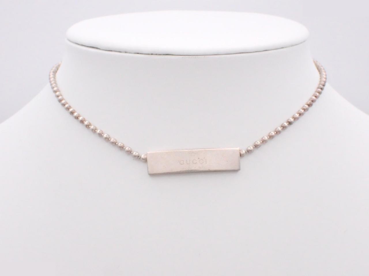 925 Logo Plate Ball Chain Necklace, 11.4g, Total Length Approx. 32cm — view 3