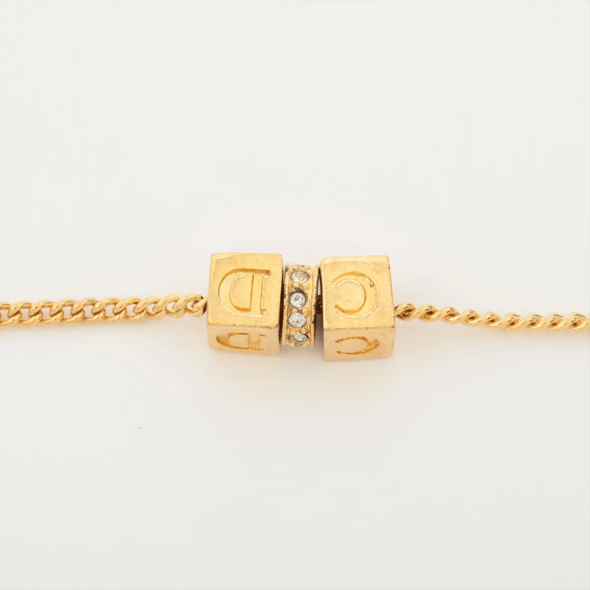 CD Logo Bracelet GP x Rhinestone Gold — view 3