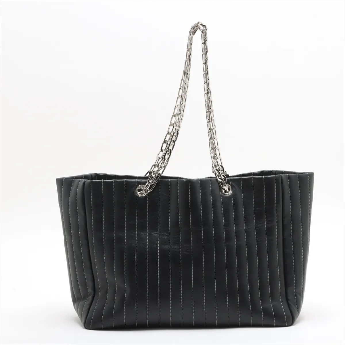 New Mademoiselle Lambskin x Vinyl Chain Tote Bag Black Silver Hardware 10174606 No. 10 — view 2
