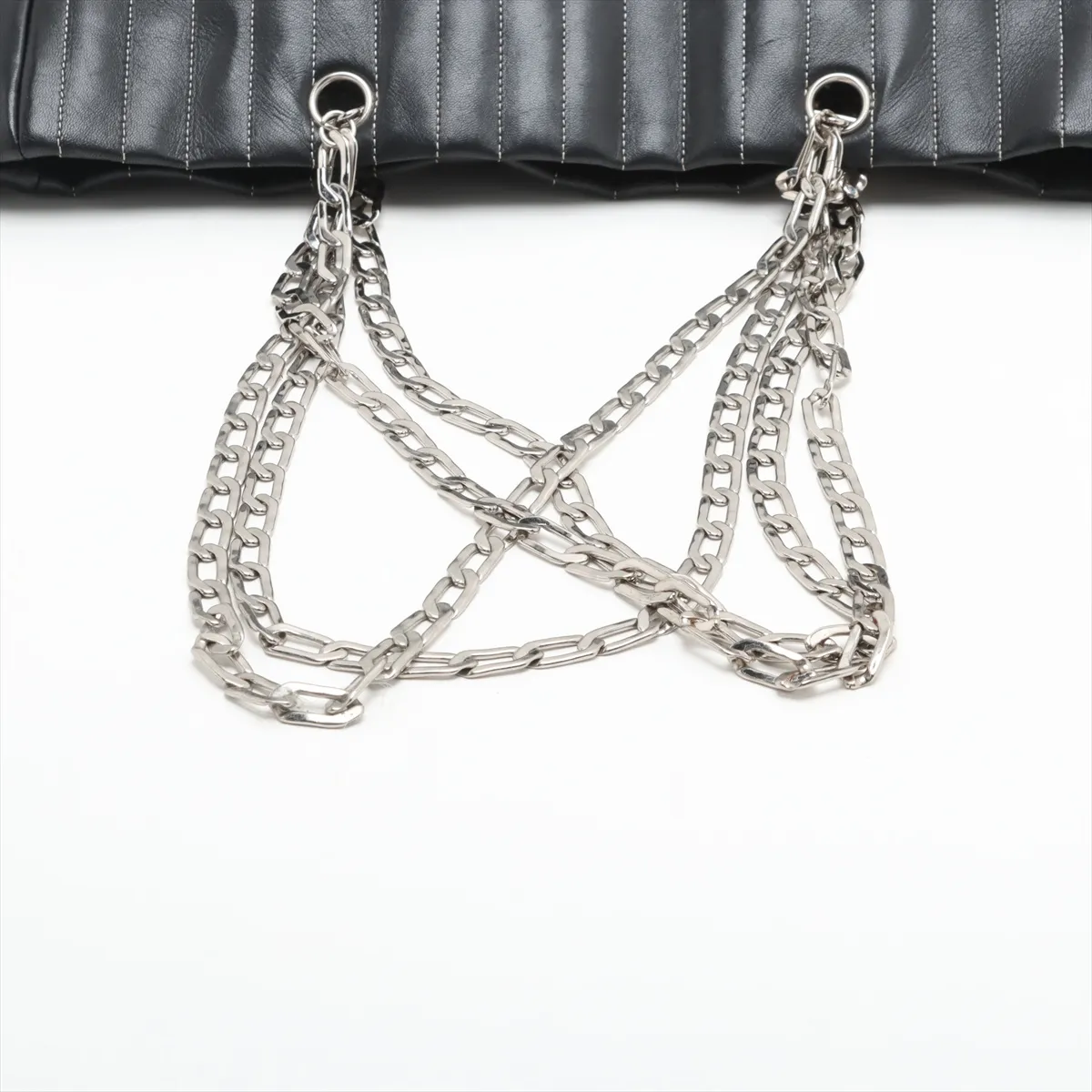 New Mademoiselle Lambskin x Vinyl Chain Tote Bag Black Silver Hardware 10174606 No. 10 — view 5