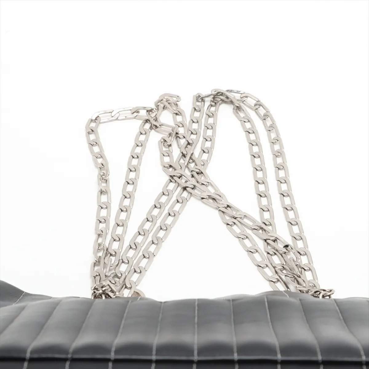 New Mademoiselle Lambskin x Vinyl Chain Tote Bag Black Silver Hardware 10174606 No. 10 — view 6