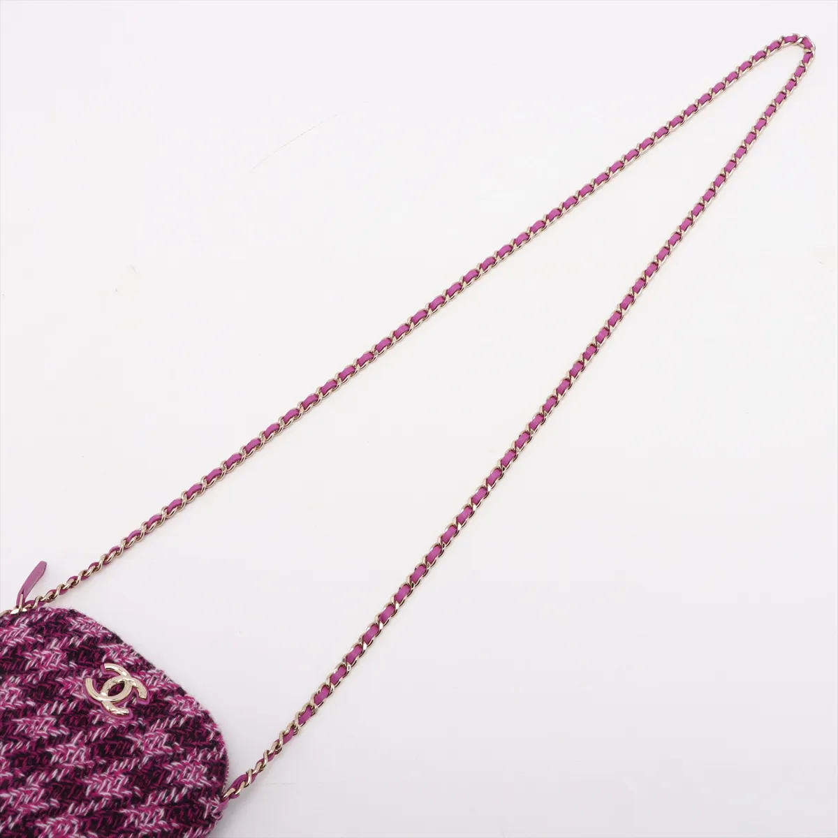 Matelasse Tweed Chain Shoulder Bag Purple Gold Hardware A0UAHN14 Random Serial Year's Gift — view 5