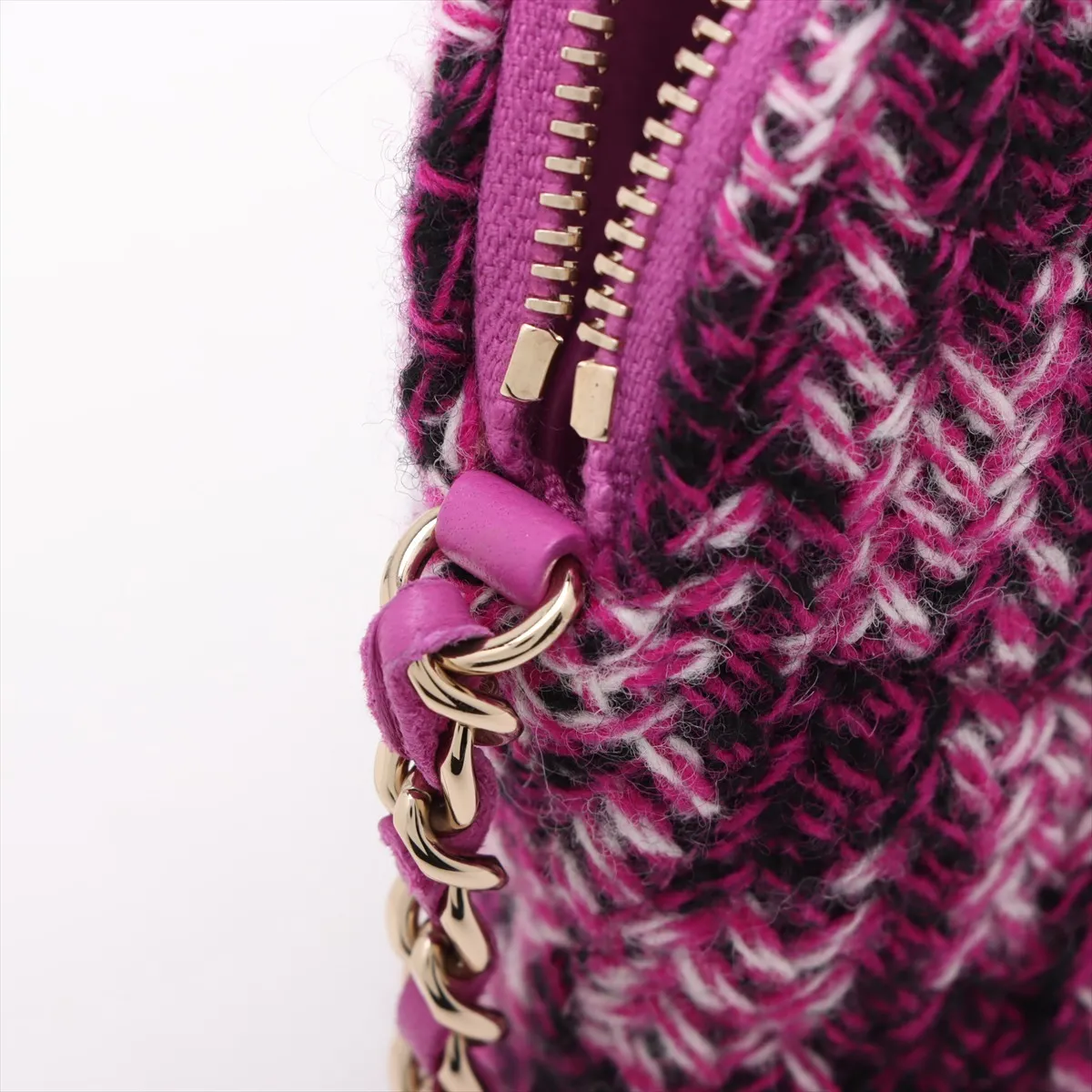 Matelasse Tweed Chain Shoulder Bag Purple Gold Hardware A0UAHN14 Random Serial Year's Gift — view 8