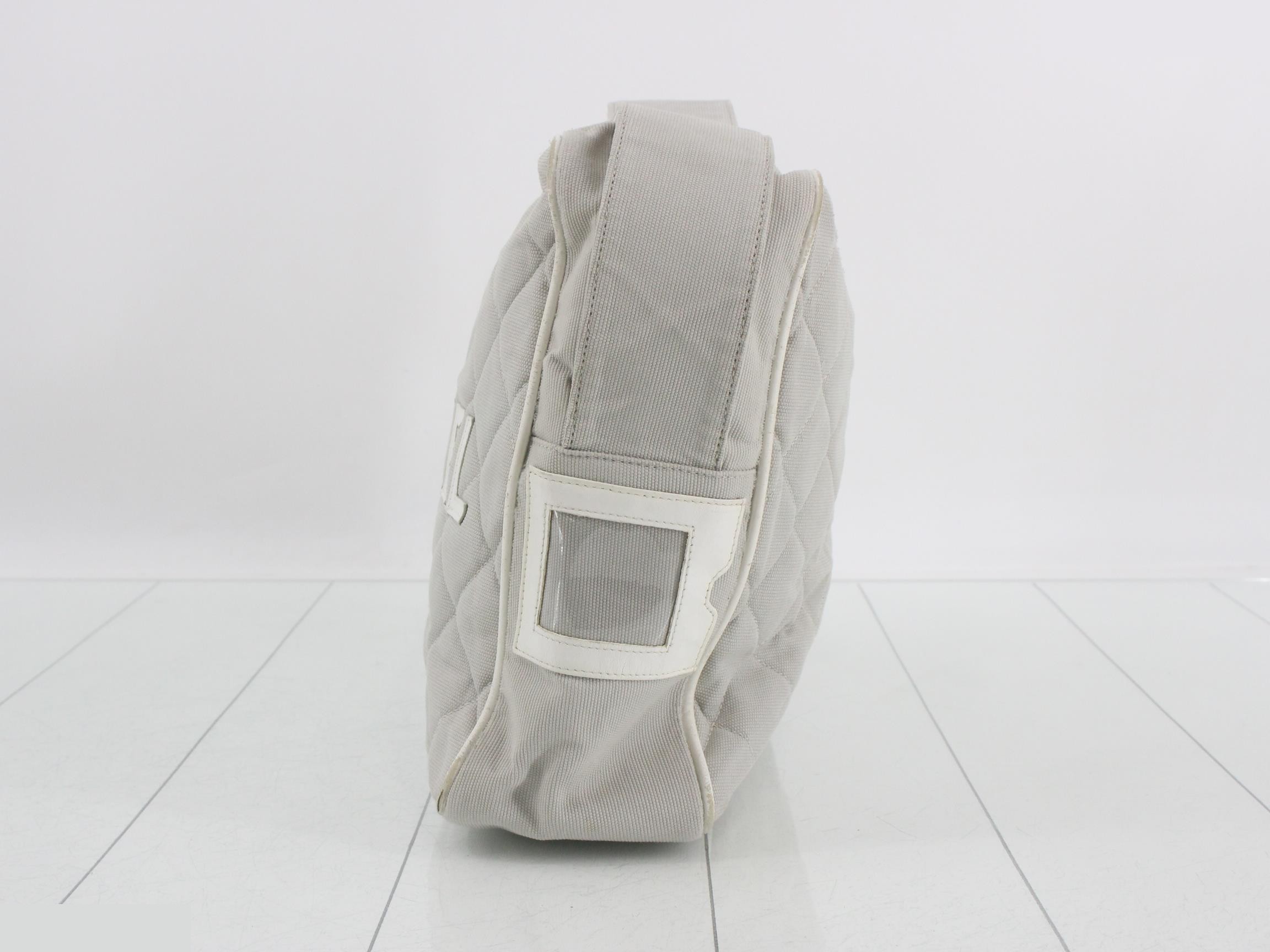 Sports Line Canvas/Leather Shoulder Bag, Gray — view 3
