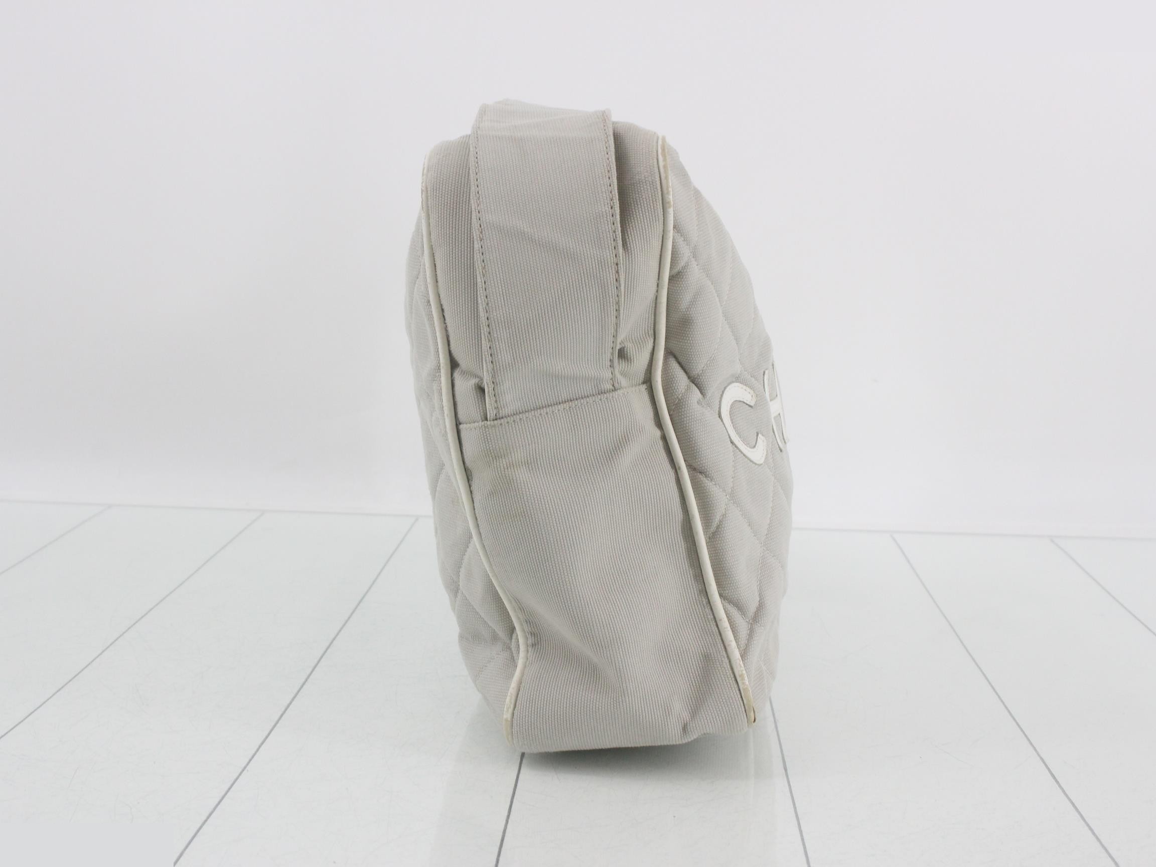 Sports Line Canvas/Leather Shoulder Bag, Gray — view 4