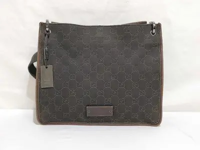 GG Canvas Shoulder Bag, Dark Brown