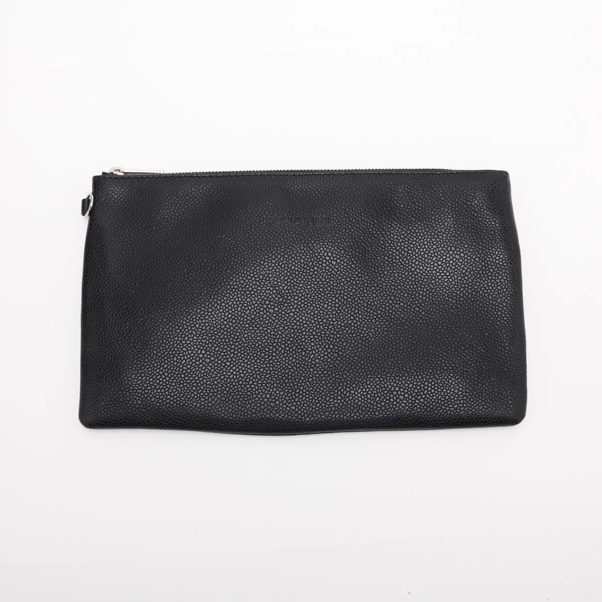On the Road Caviar Skin Tote Bag, Black with Silver Hardware, 20170699, Serial Number in the 20s. — view 13