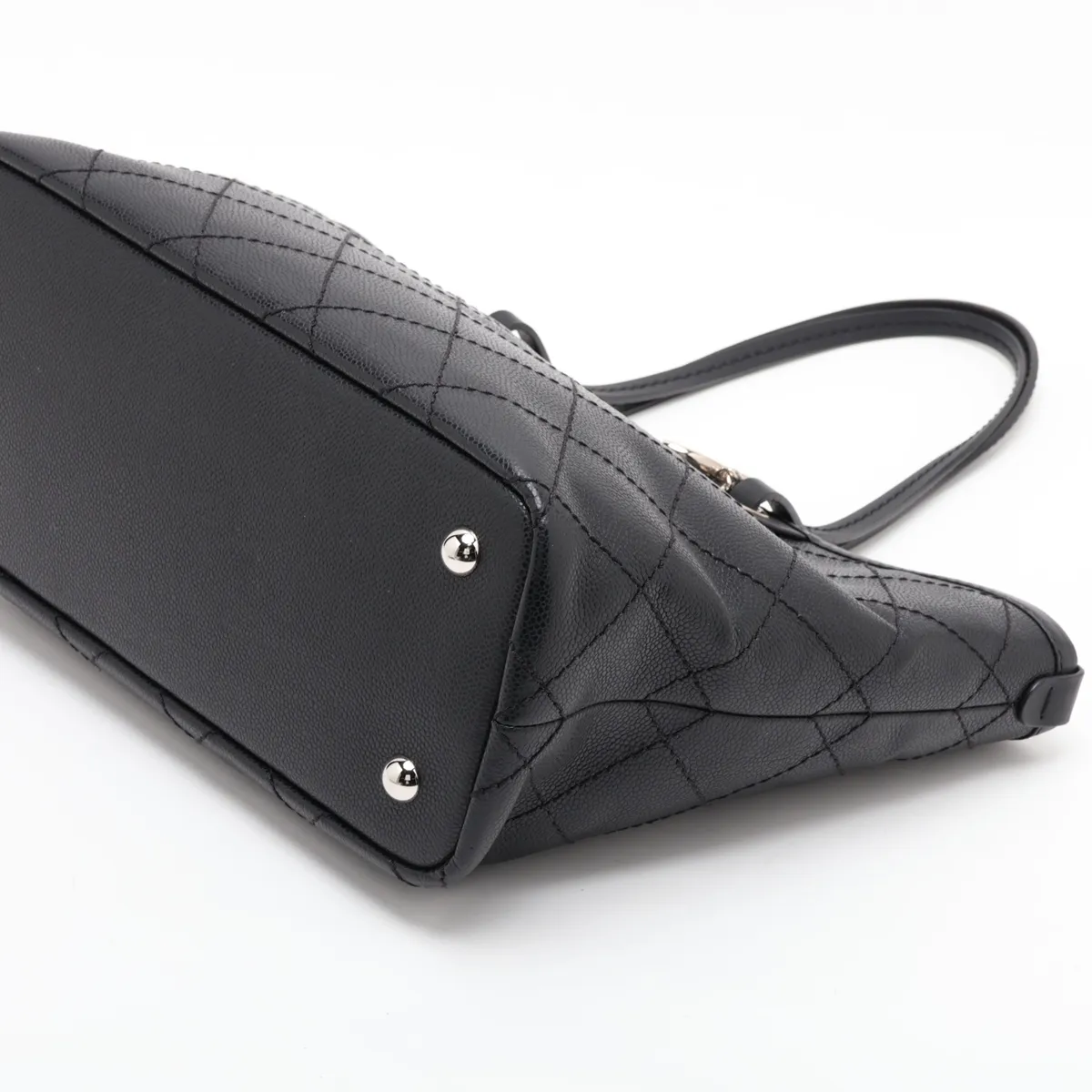 On the Road Caviar Skin Tote Bag, Black with Silver Hardware, 20170699, Serial Number in the 20s. — view 3