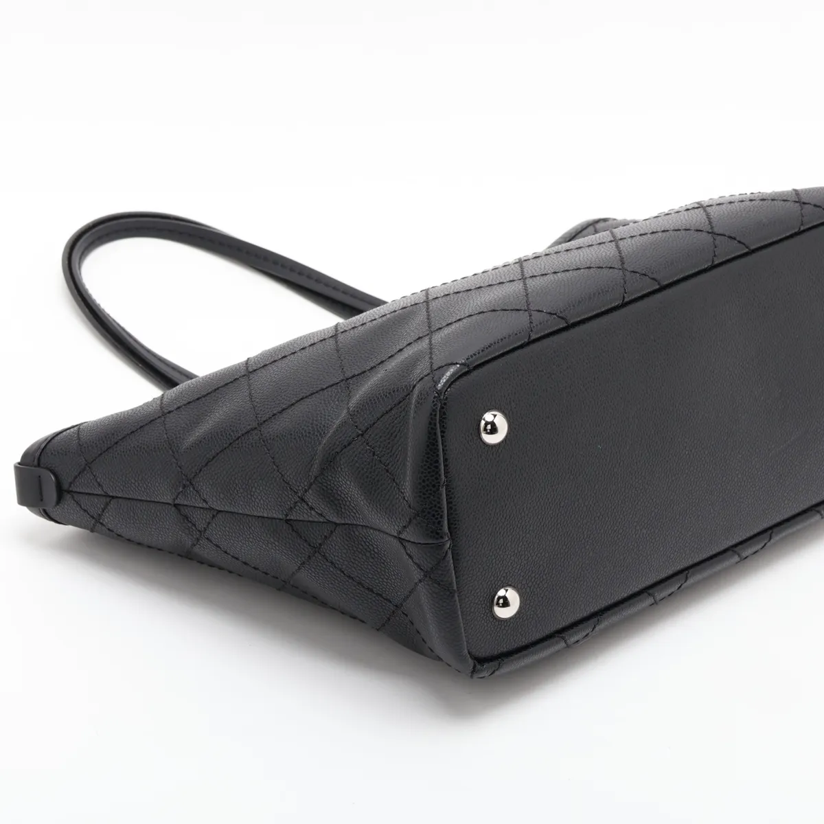 On the Road Caviar Skin Tote Bag, Black with Silver Hardware, 20170699, Serial Number in the 20s. — view 4