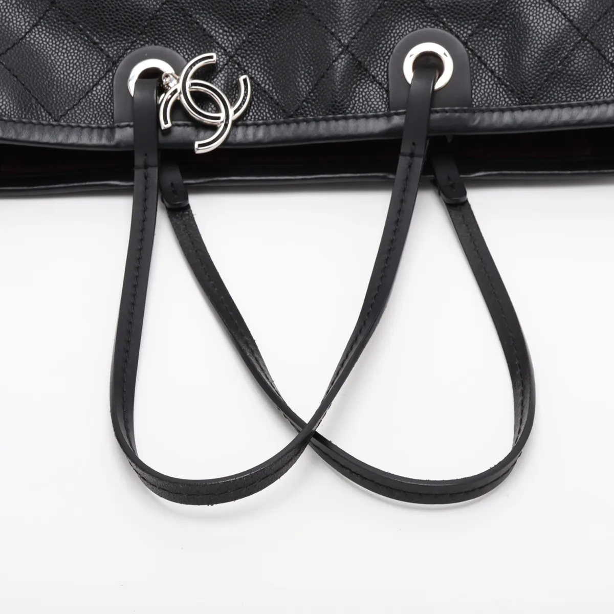 On the Road Caviar Skin Tote Bag, Black with Silver Hardware, 20170699, Serial Number in the 20s. — view 5