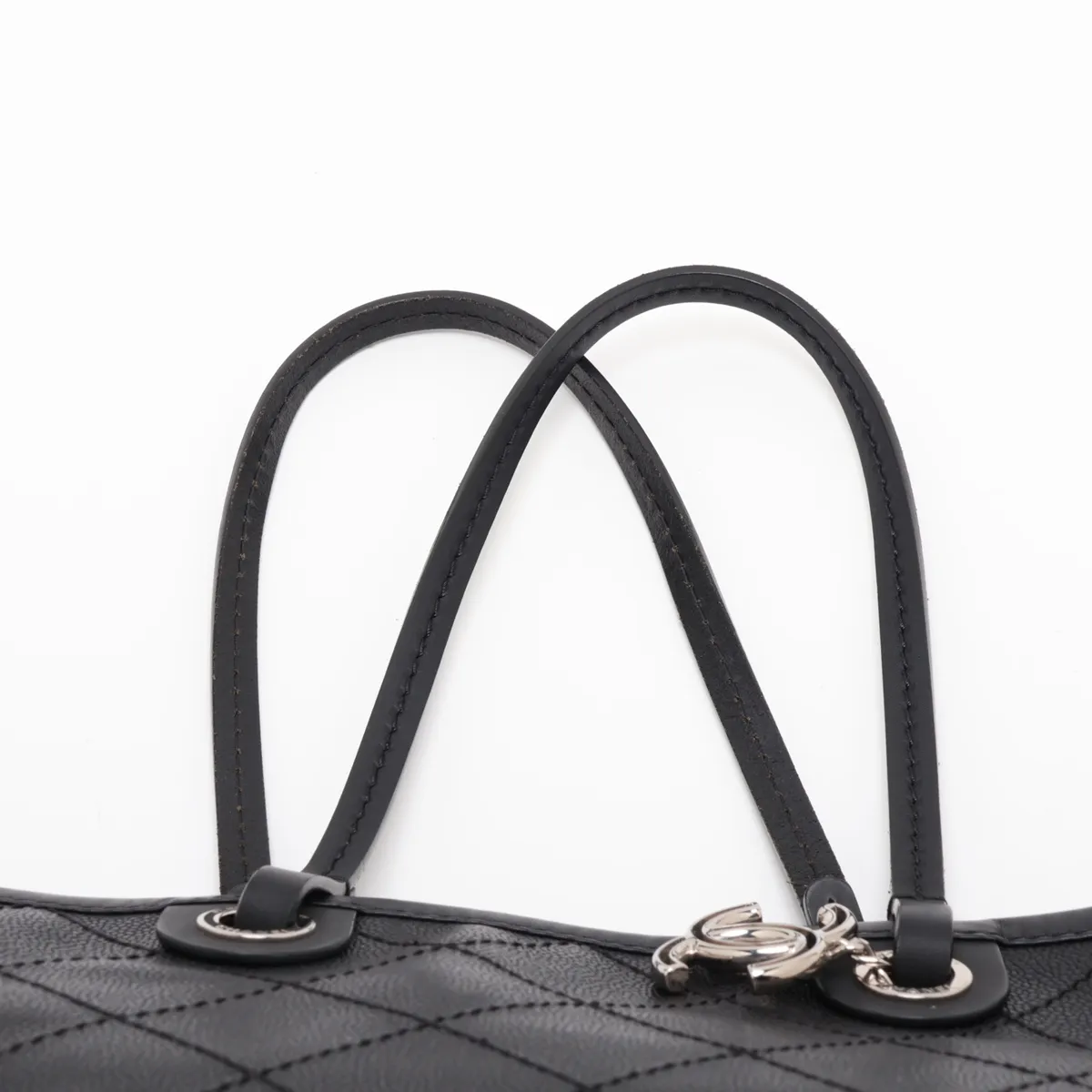On the Road Caviar Skin Tote Bag, Black with Silver Hardware, 20170699, Serial Number in the 20s. — view 6