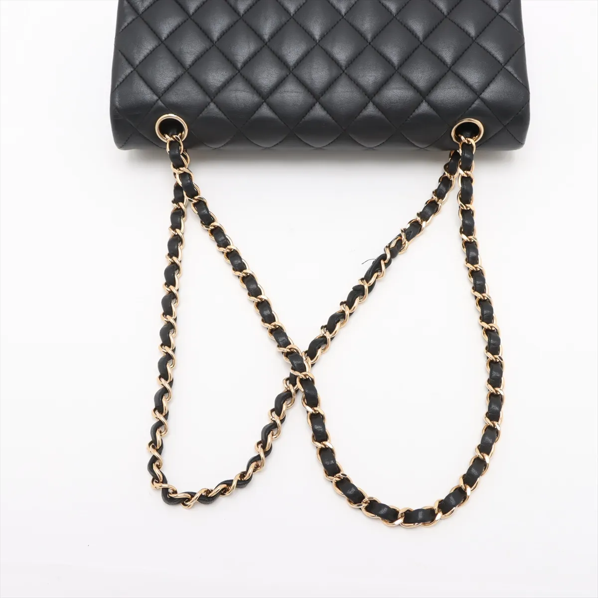 [Individually wrapped] Chanel Matelasse 25 Lambskin Double Flap Double Chain Bag Black Gold Hardware 27696369 No. 27 — view 5