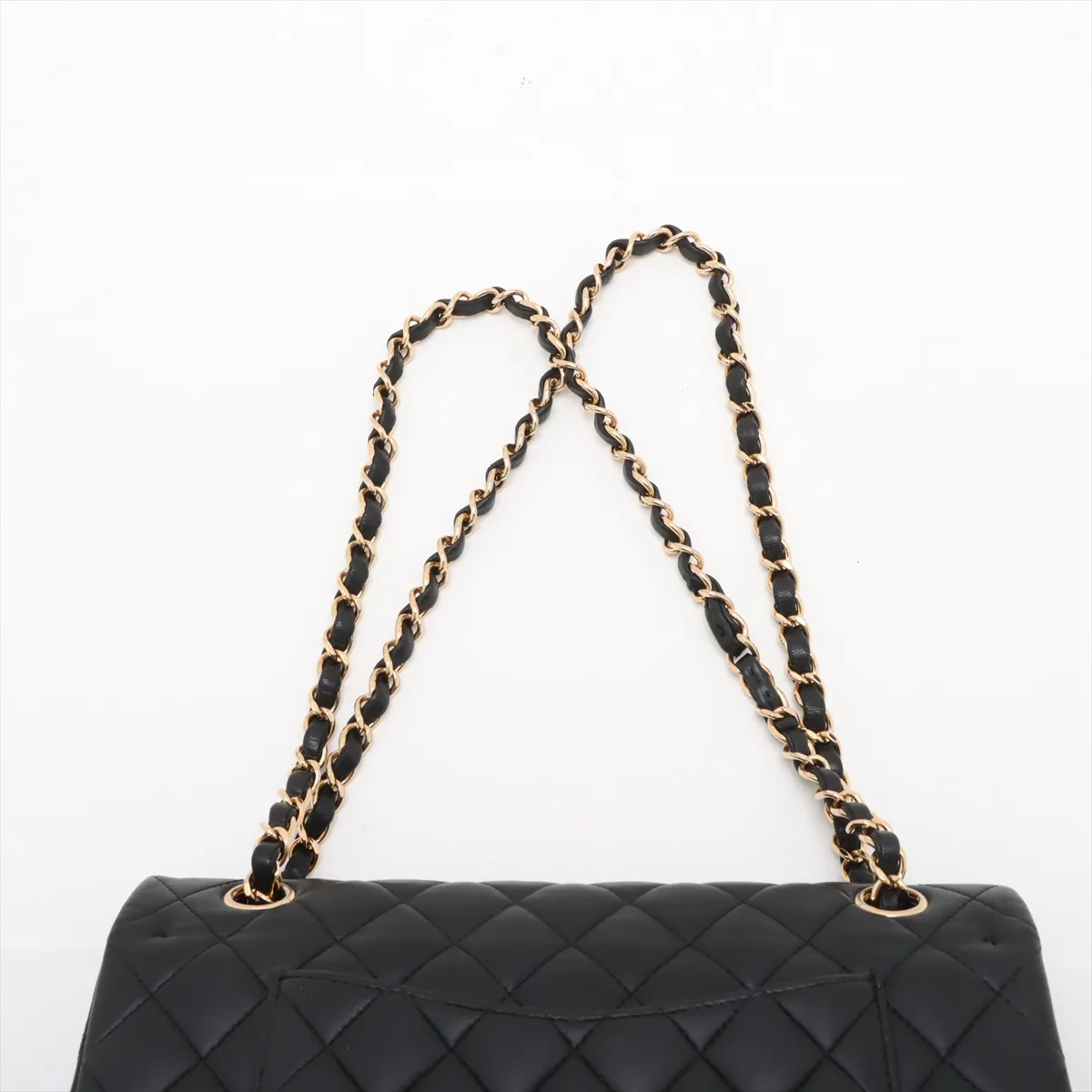 [Individually wrapped] Chanel Matelasse 25 Lambskin Double Flap Double Chain Bag Black Gold Hardware 27696369 No. 27 — view 6