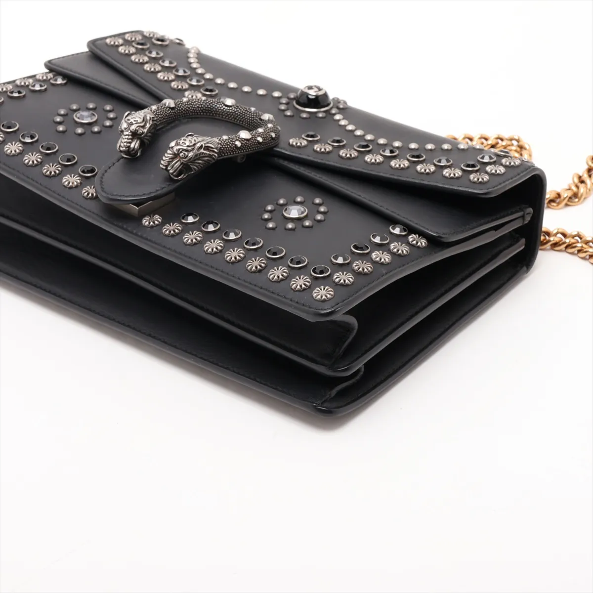 Dionysus 400249 Leather x Stud Chain Shoulder Bag, Black — view 3
