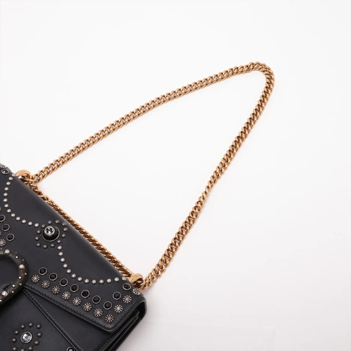 Dionysus 400249 Leather x Stud Chain Shoulder Bag, Black — view 5