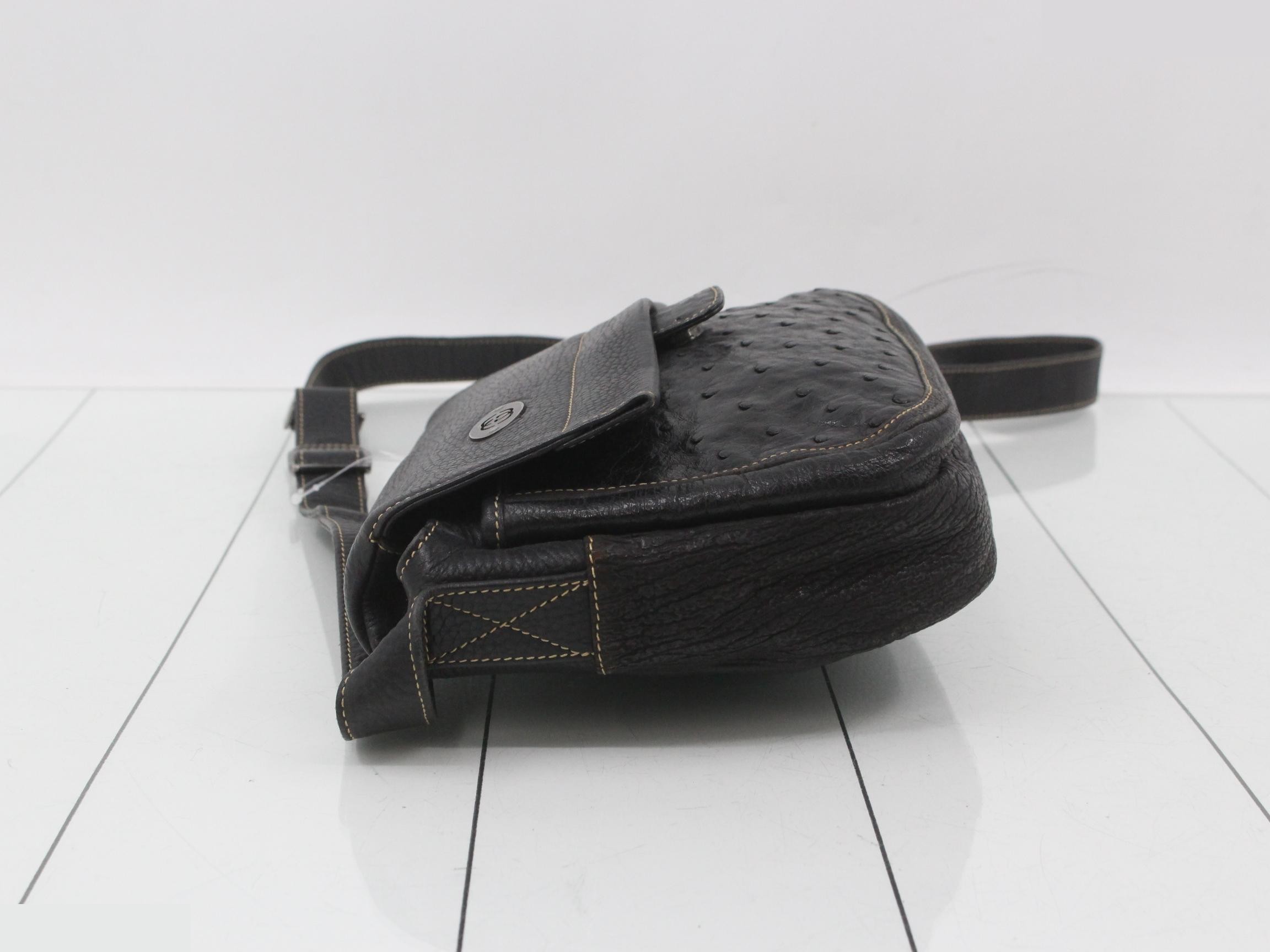 Ostrich leather shoulder bag, black — view 4