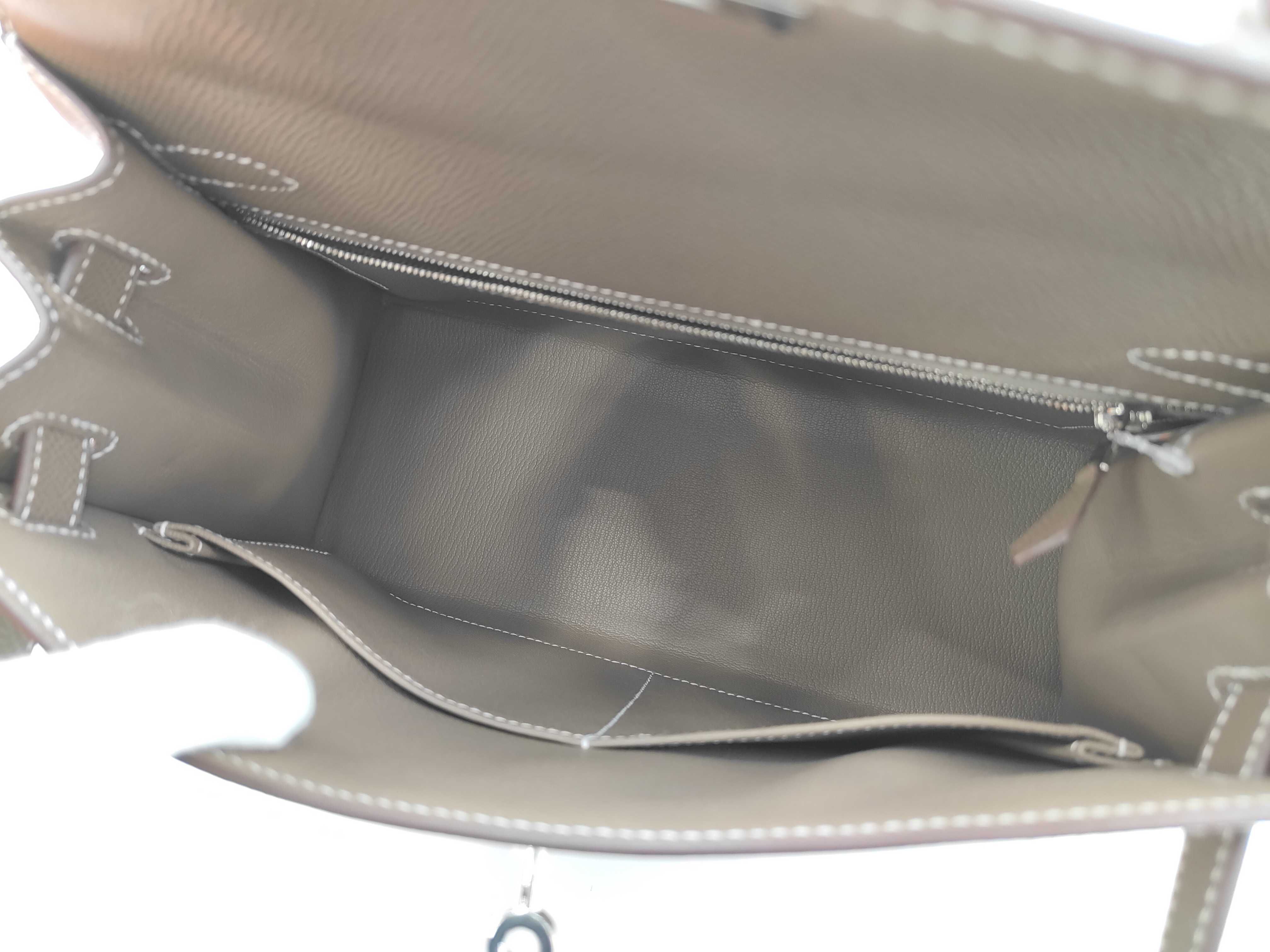 Kelly 28 Handbag, Gray, Silver Hardware, B Stamp — view 11
