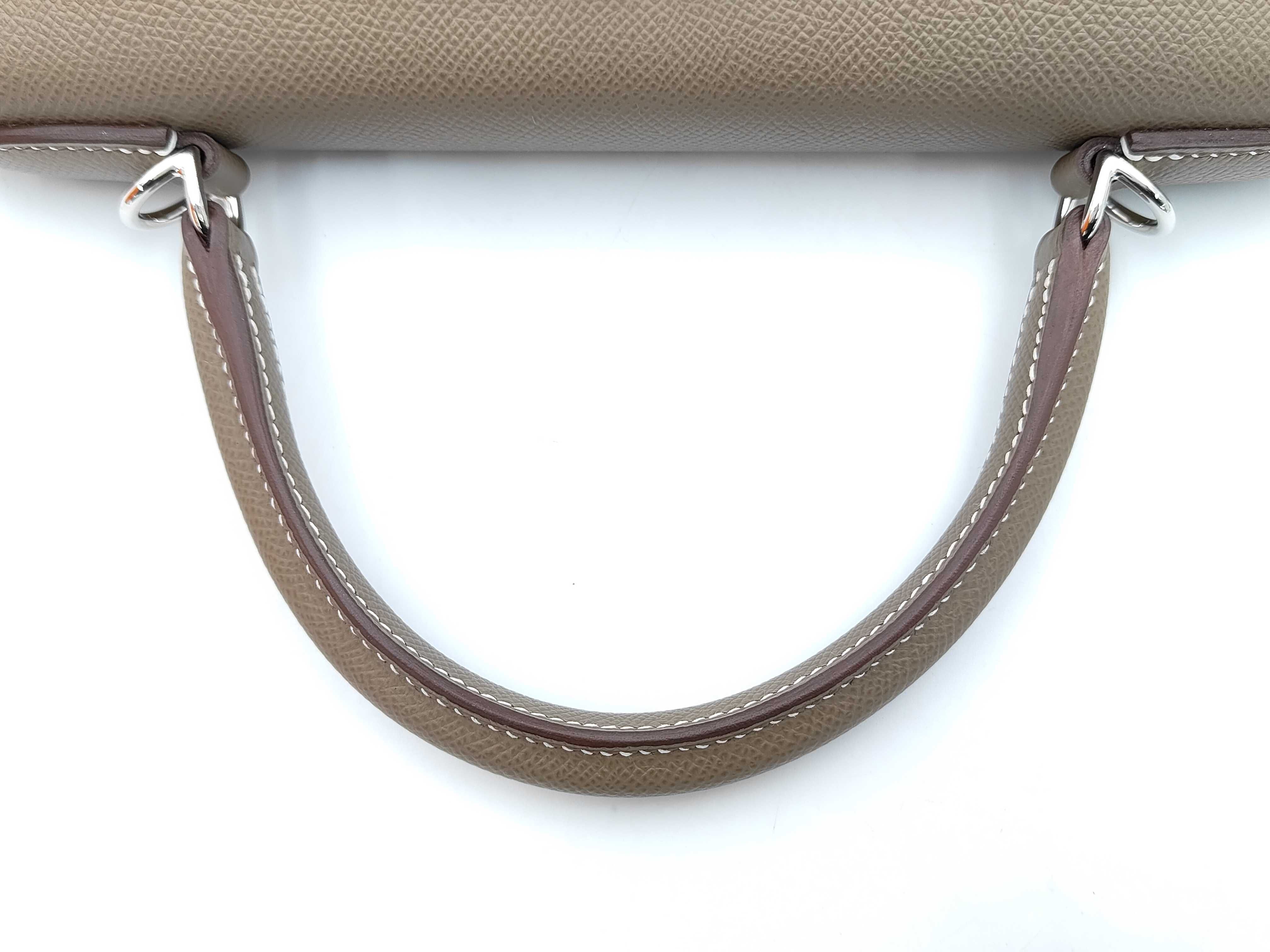 Kelly 28 Handbag, Gray, Silver Hardware, B Stamp — view 3