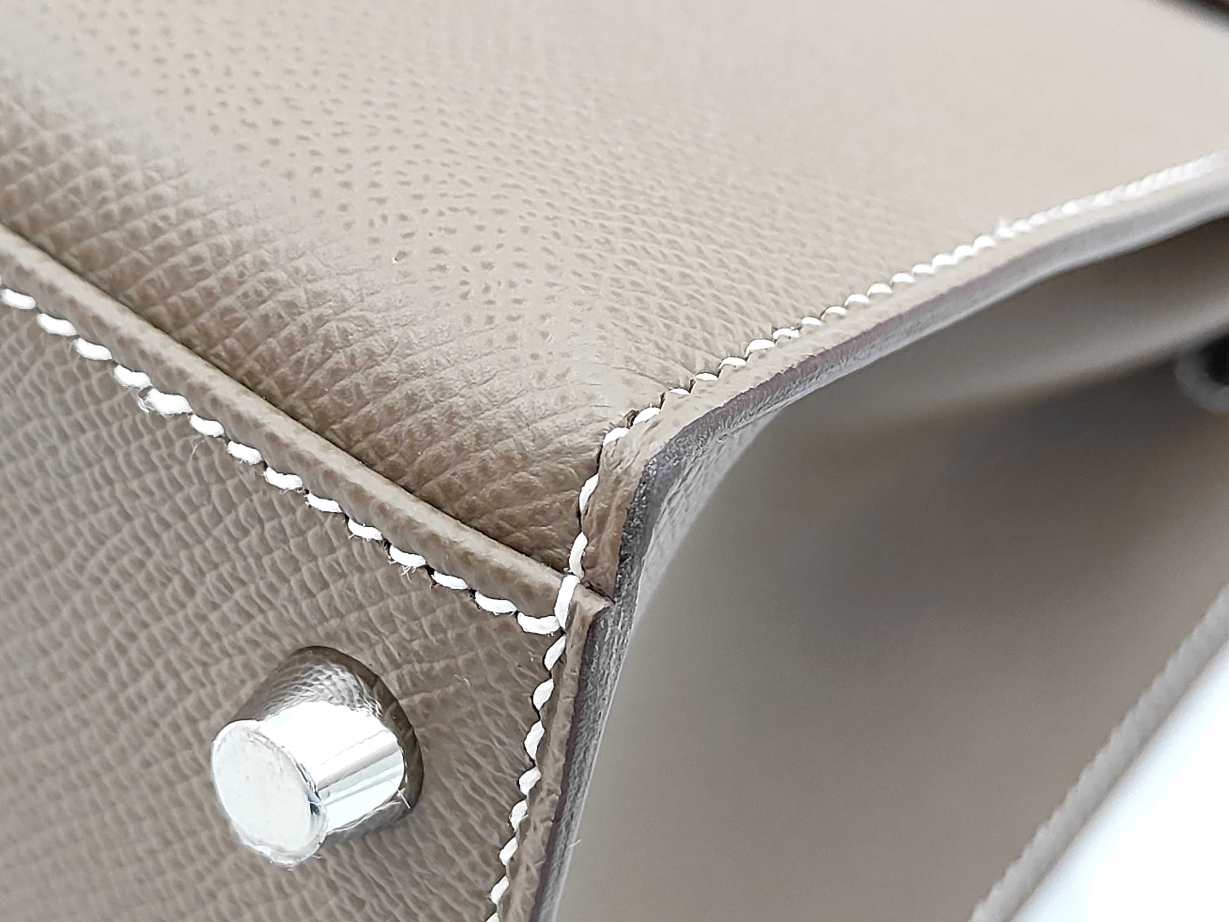 Kelly 28 Handbag, Gray, Silver Hardware, B Stamp — view 9