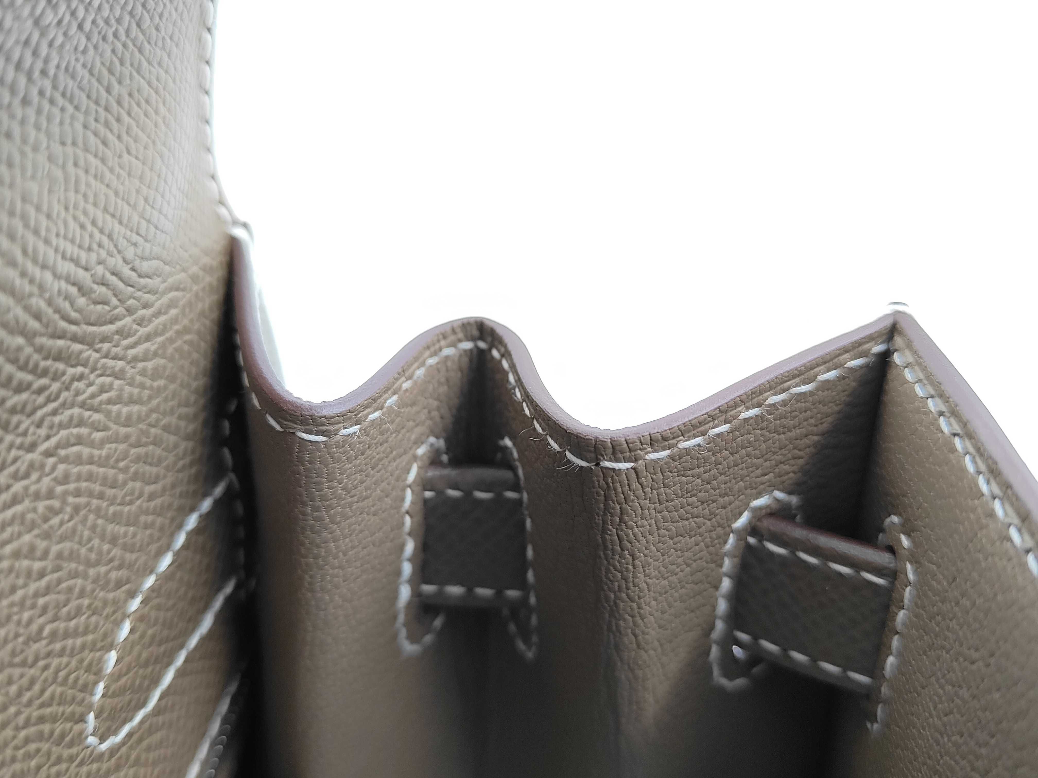 Kelly 28 Handbag, Gray, Silver Hardware, B Stamp — view 10