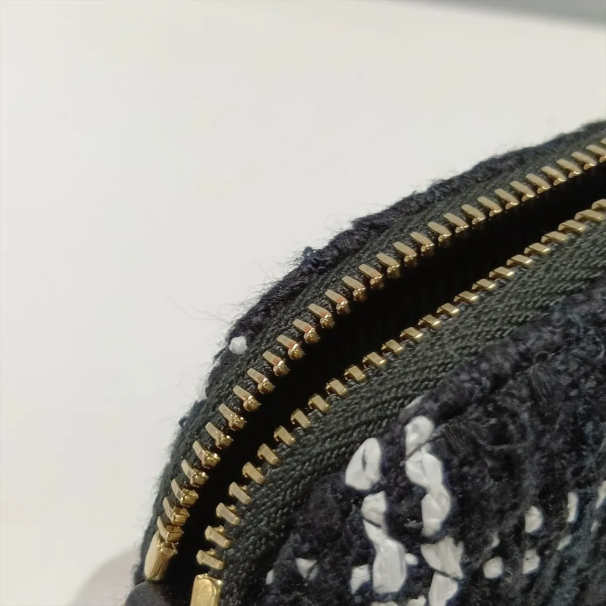 Matelassé Tweed x Leather Chain Shoulder Bag, Black x White, Gold Hardware, XN51GHCH, Random Serial Number, Year Gift — view 11