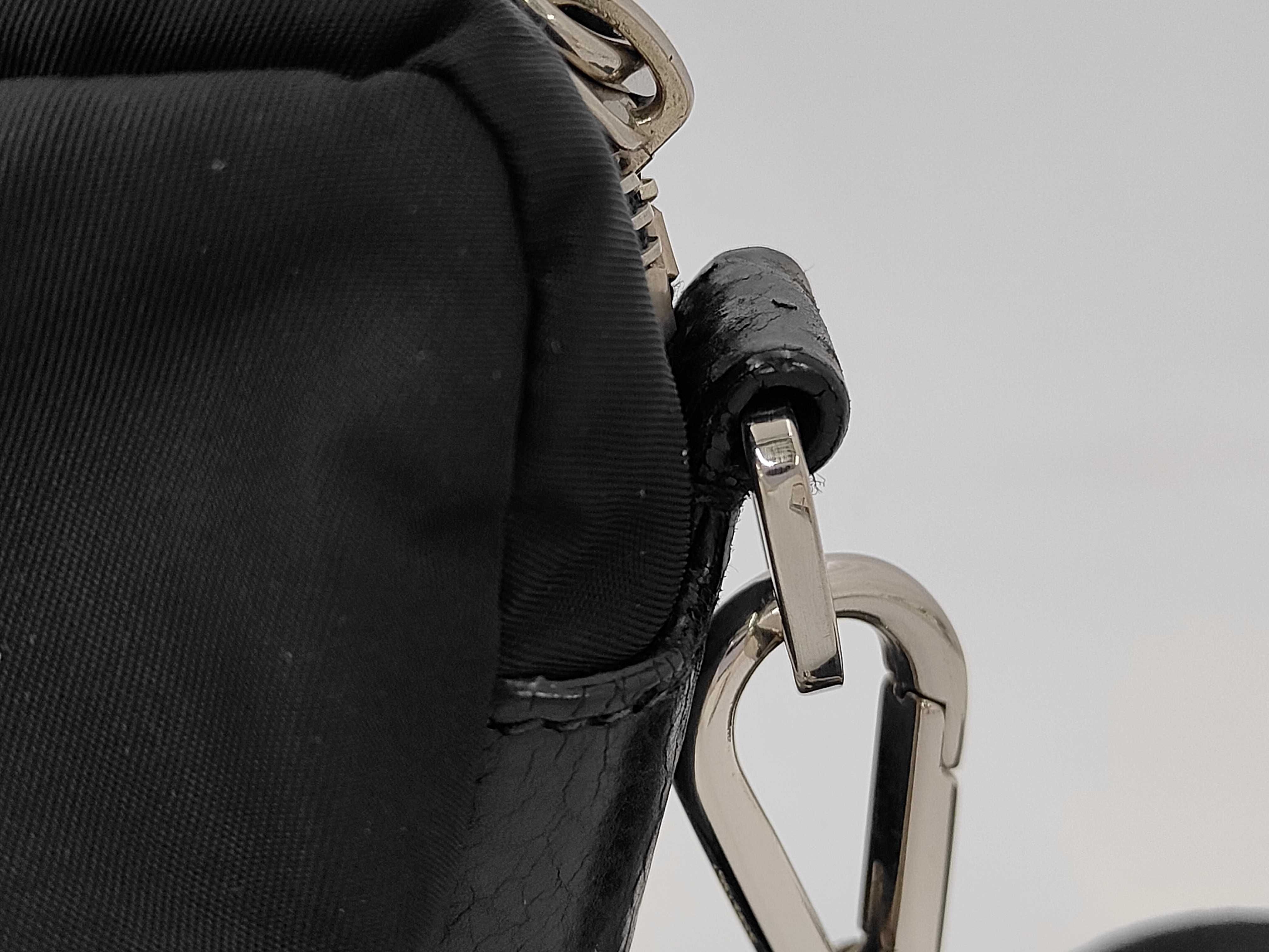 Nylon Leather Shoulder Bag with Pouch, Black — view 3