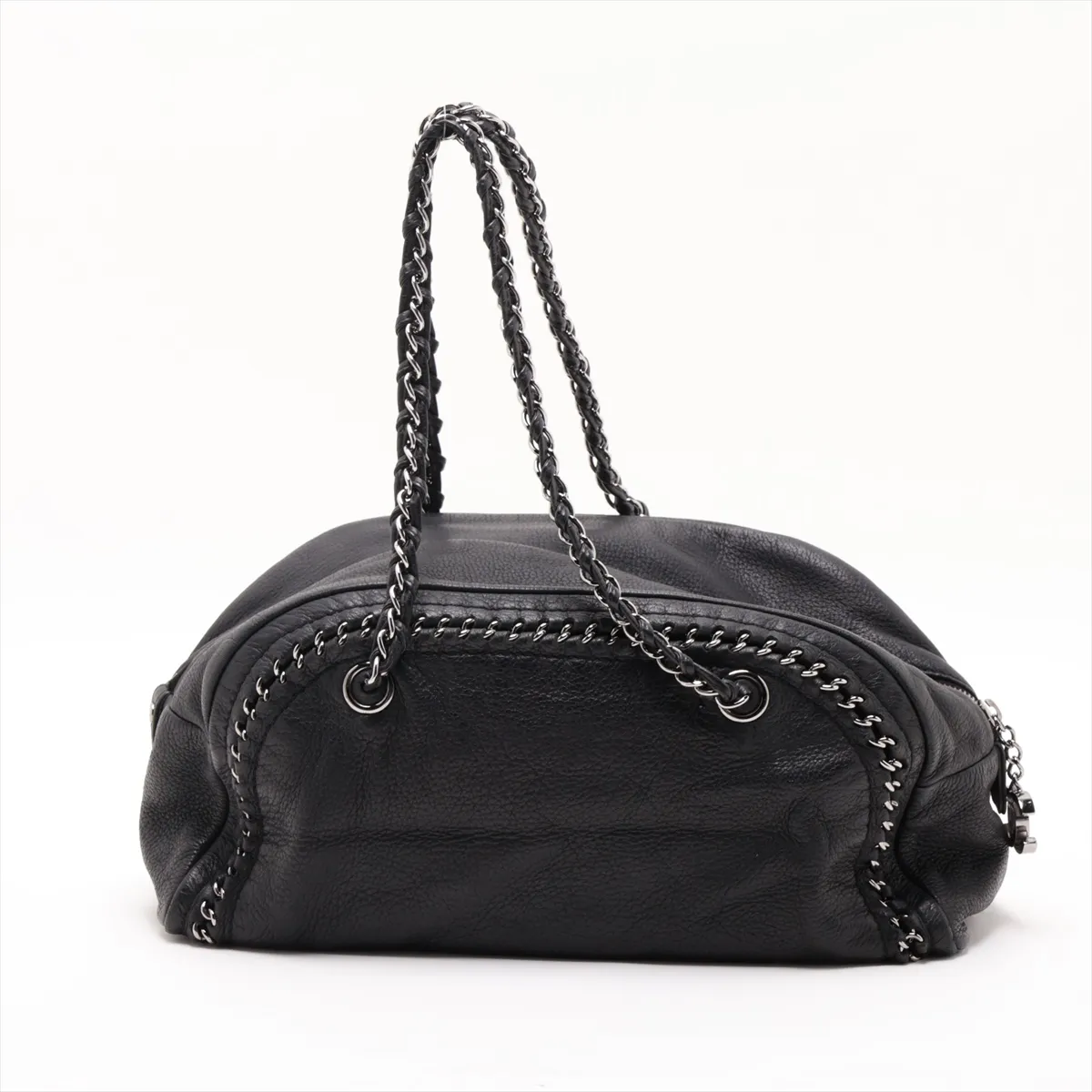 Luxury Line Leather Handbag, Black with Silver Hardware, Item Number 12782510, Series 12 — view 2